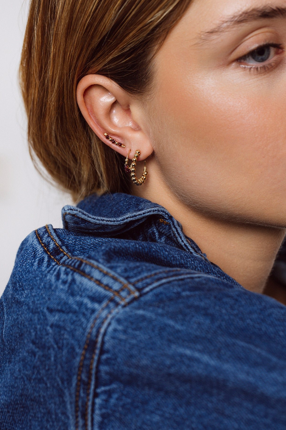 Small climber earring - garnet YAY Golden