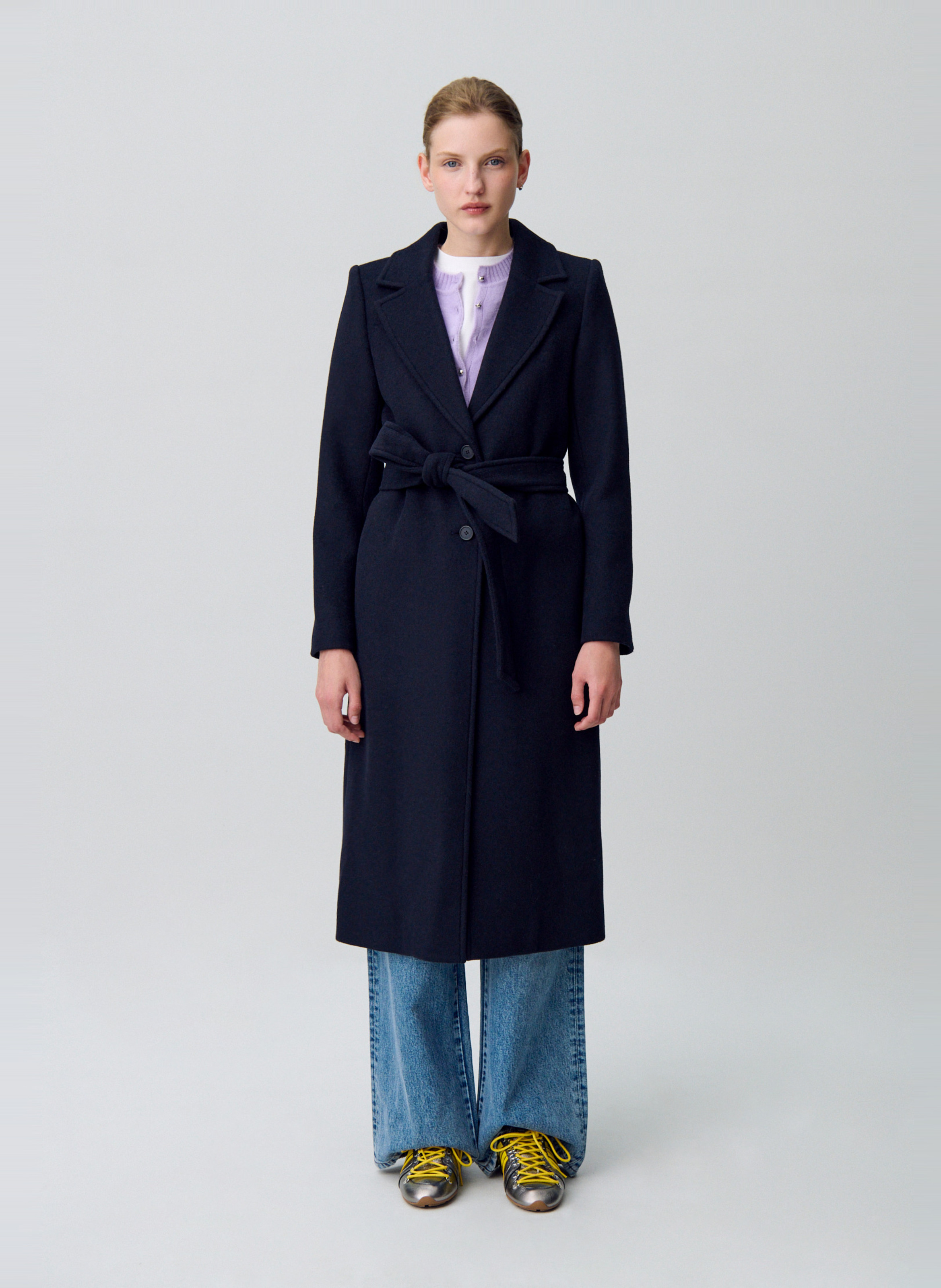 Manteau droit en laine mélangée CLAUDIE PIERLOT Bleu