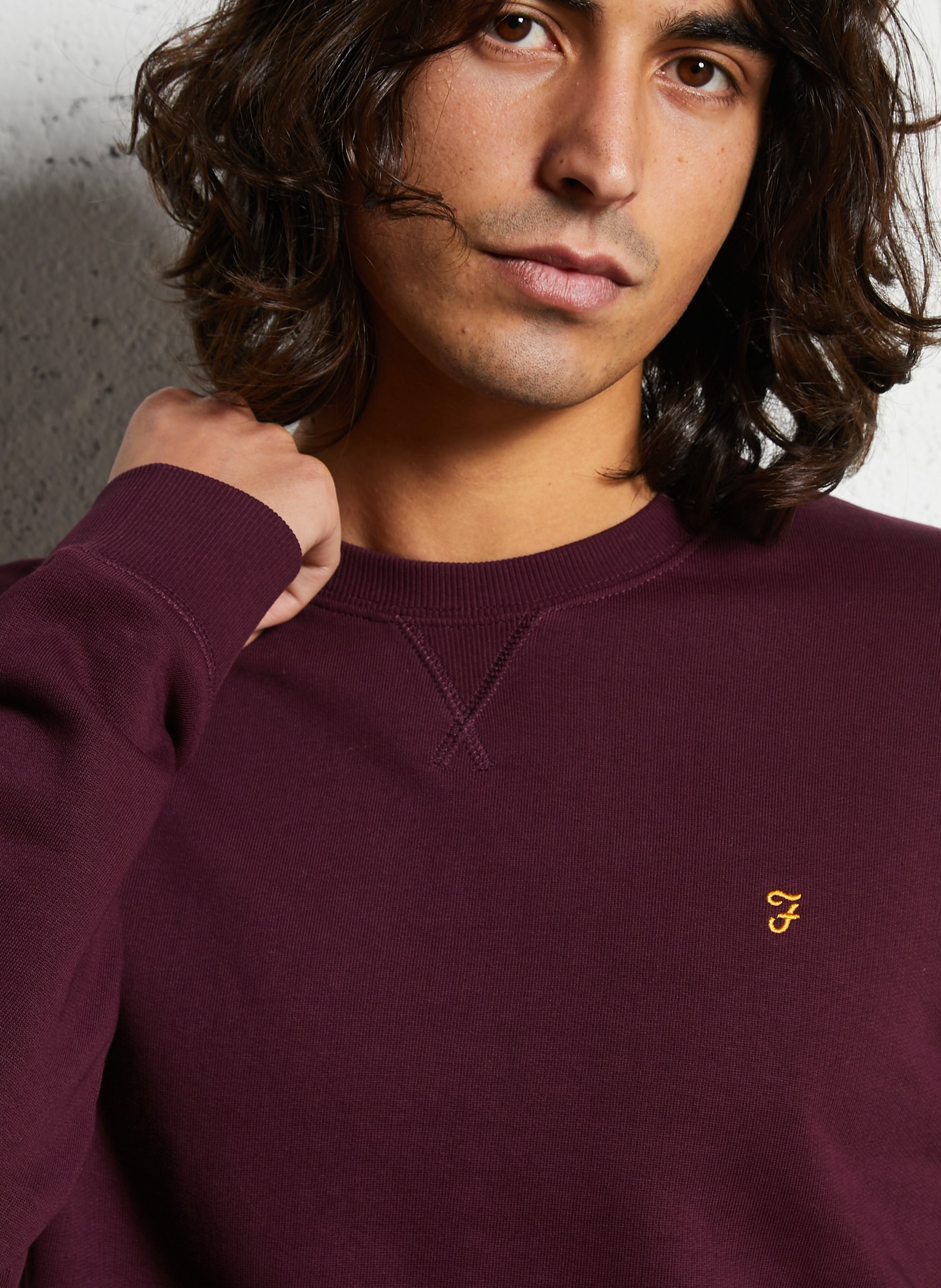 Sweat droit col rond en coton bio FARAH Rouge