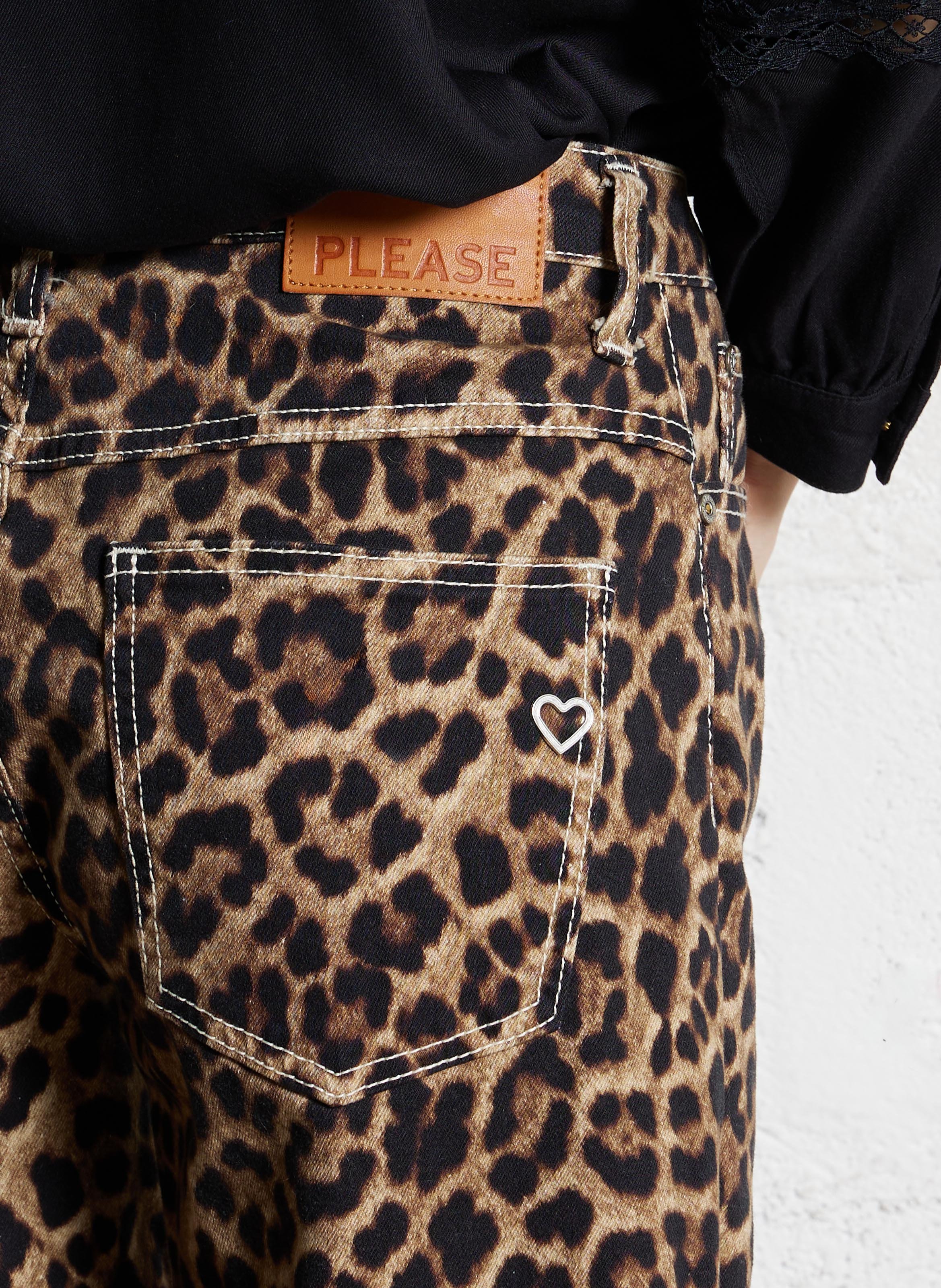 Pantalon droit en coton mélangé PLEASE Multicolore