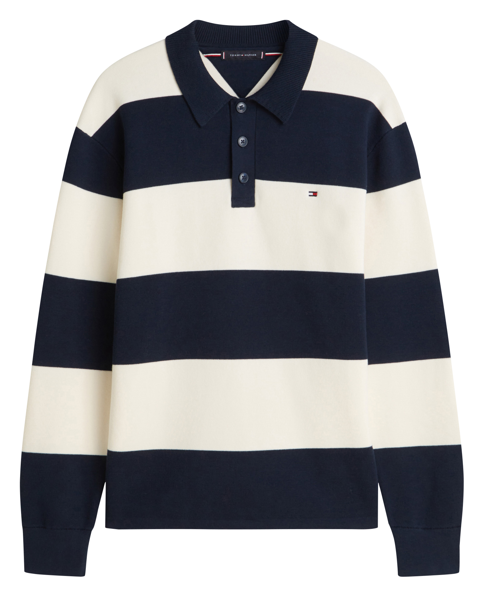 Straight polo in striped blended organic cotton TOMMY HILFIGER Blue
