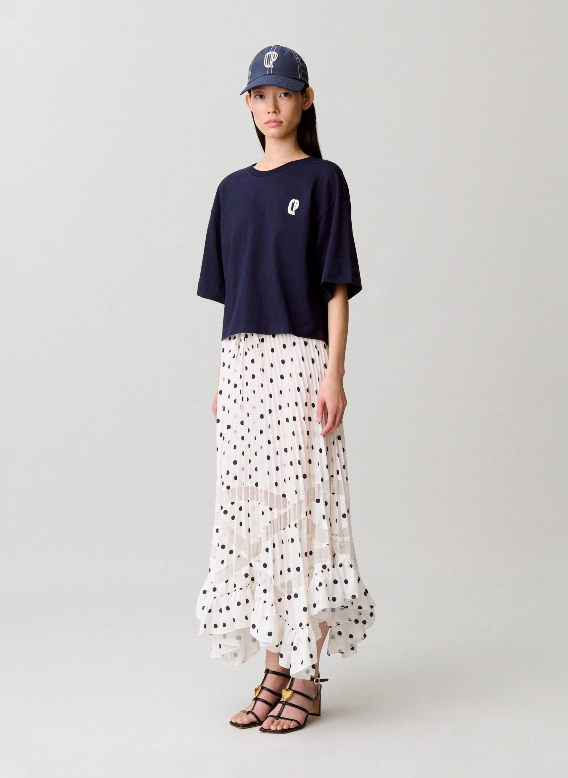 Asymmetrischer langer Rock mit Punkten CLAUDIE PIERLOT Mehrfarbig