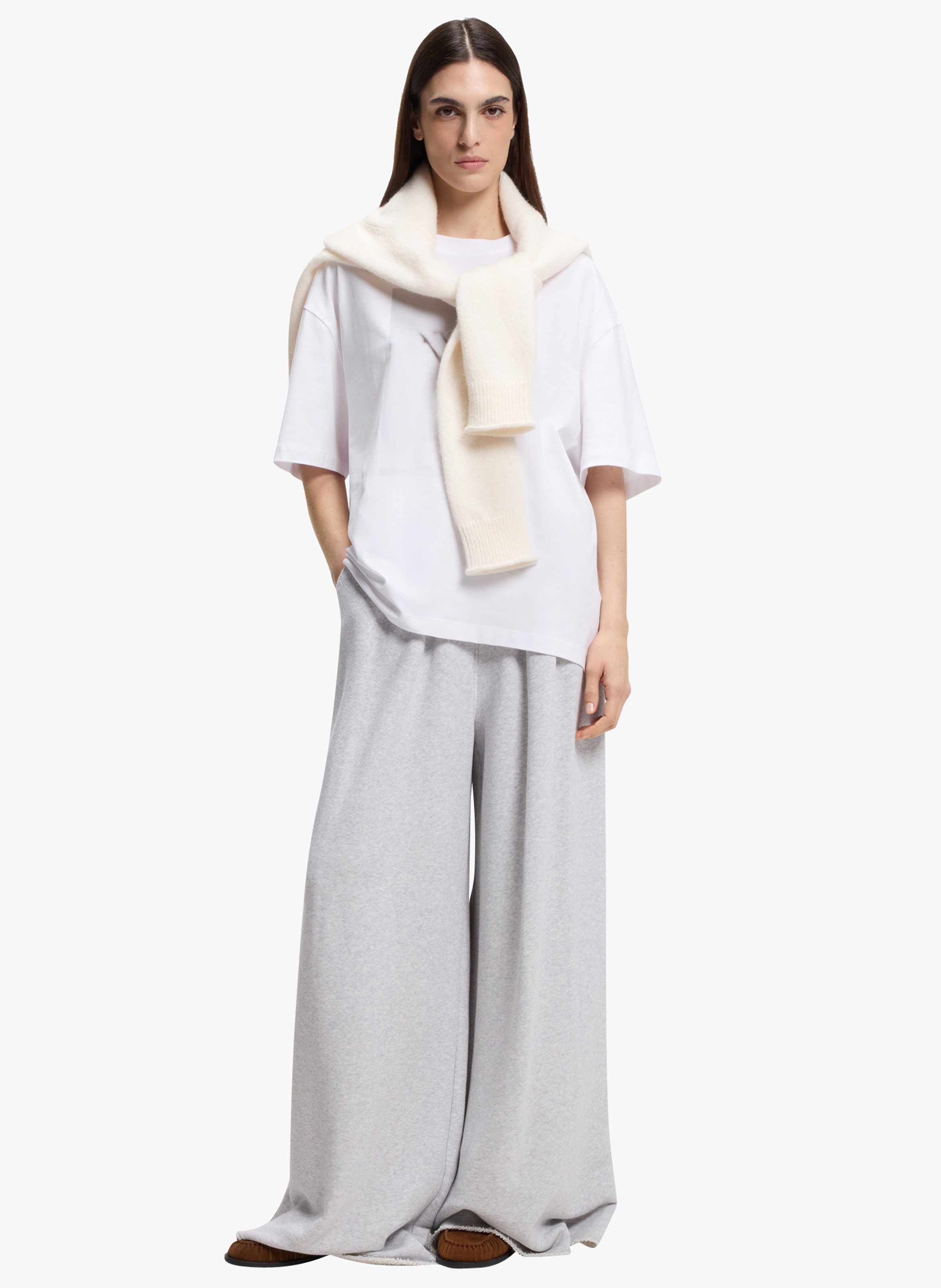 Tee-shirt col rond en coton mélangé BOSS Blanc