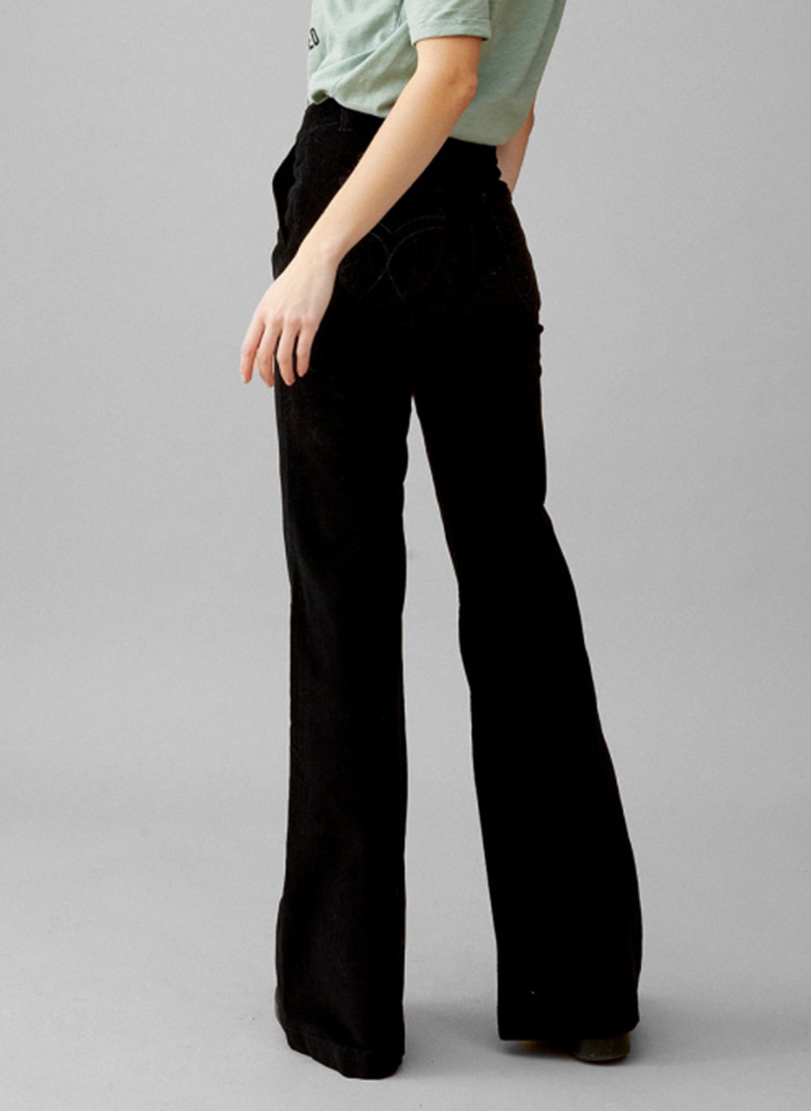 High-waisted corduroy pants WILD Black