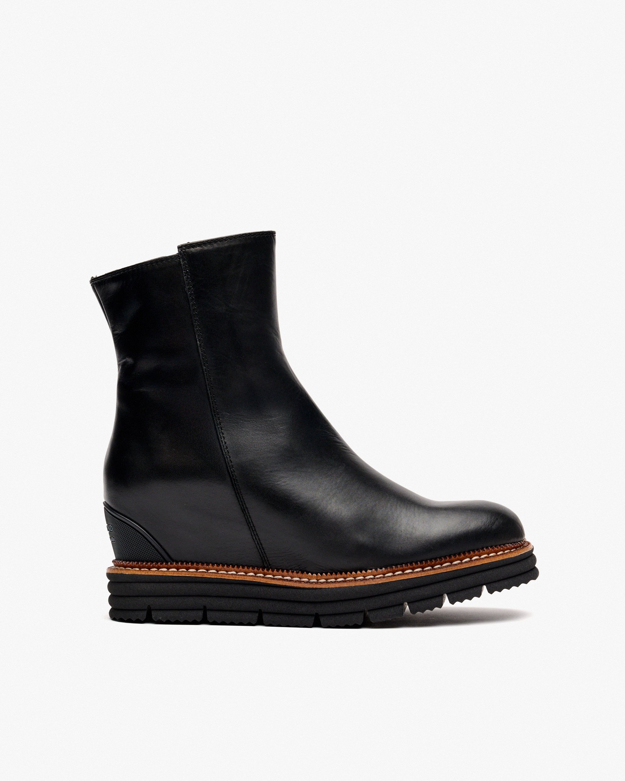 Black leather ankle boots with internal wedge sole PEDRO MIRALLES Black