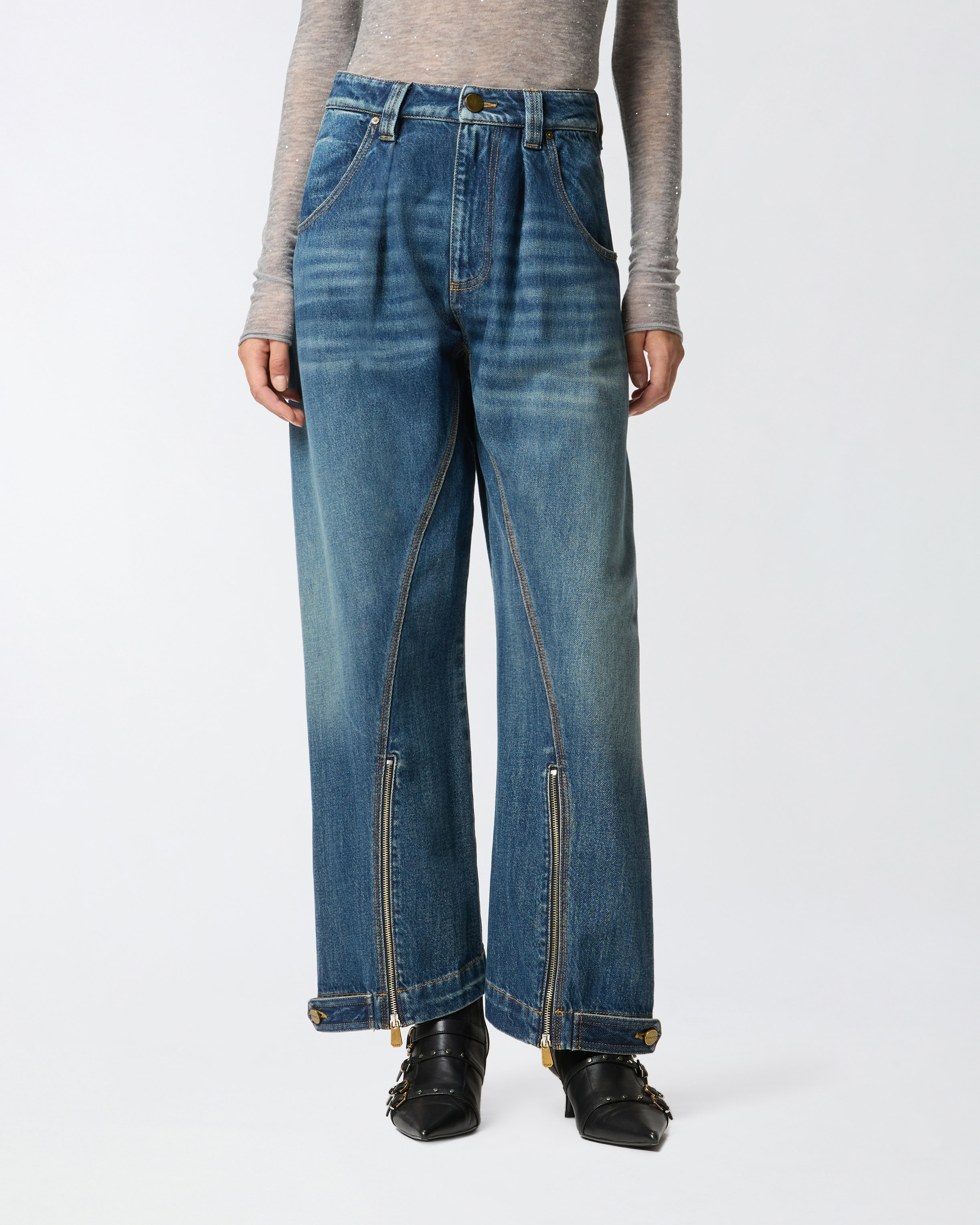 Balloon jeans with zip closures PINKO Blue