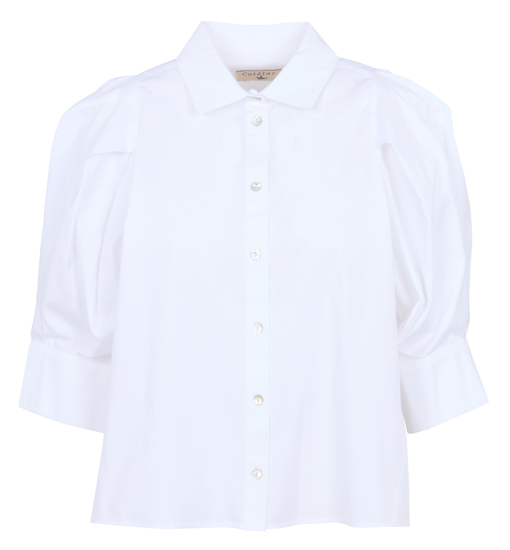 Chemise col classique manches contrastantes en coton COTELAC White