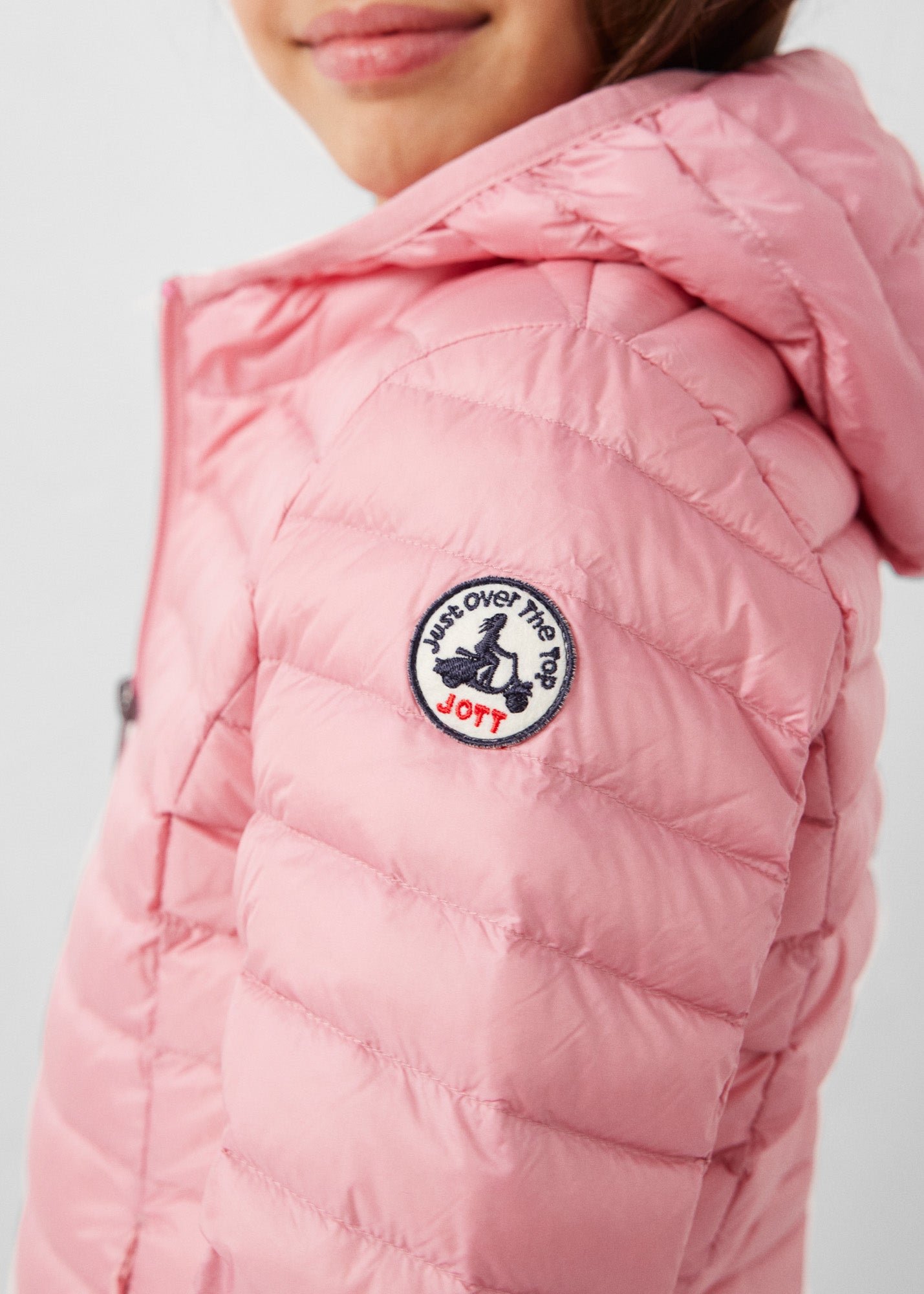 Carla lightweight hooded children's down jacket JOTT Pink
