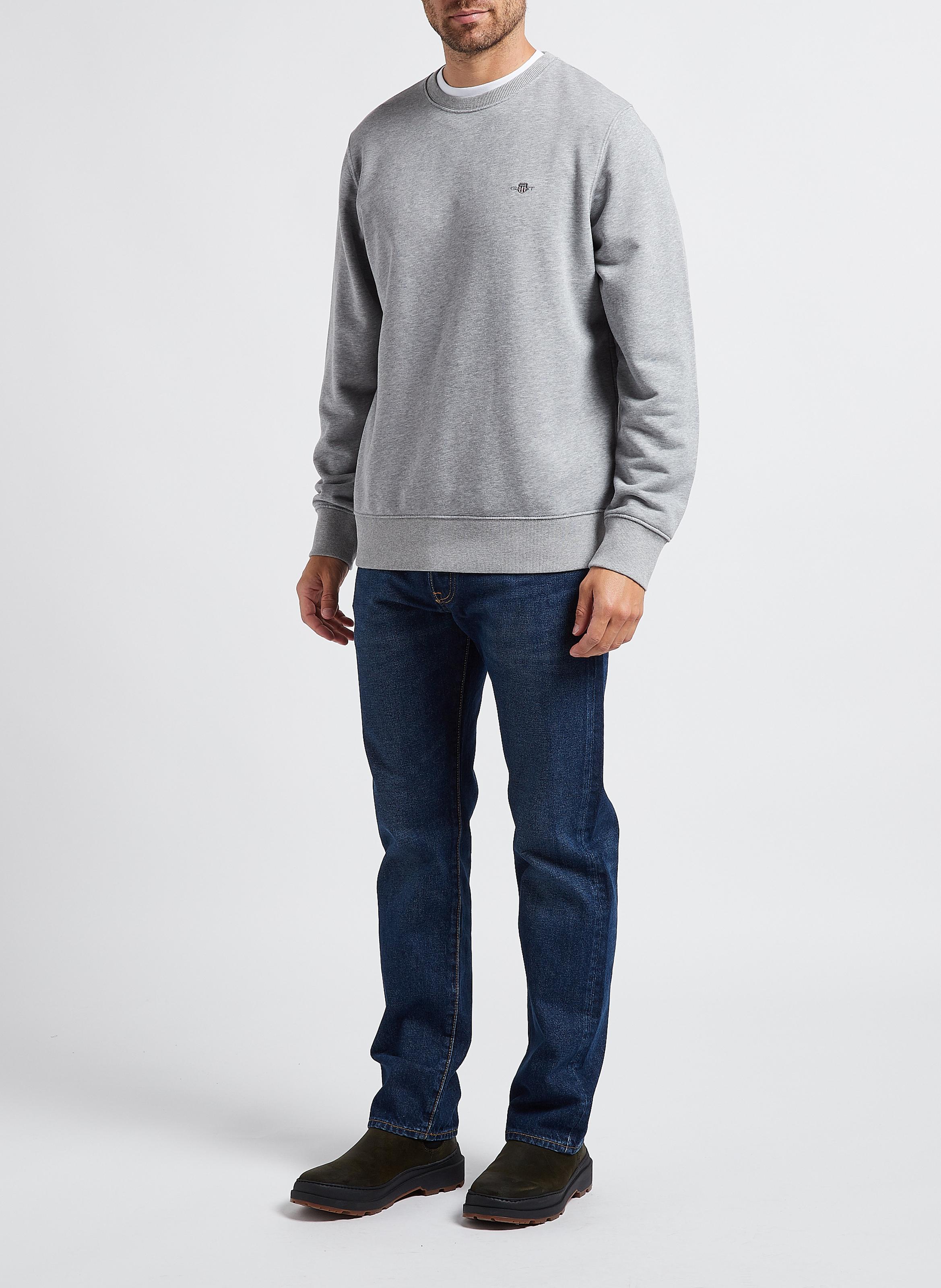 Sweatshirt col rond en coton mélangé  GANT Gris