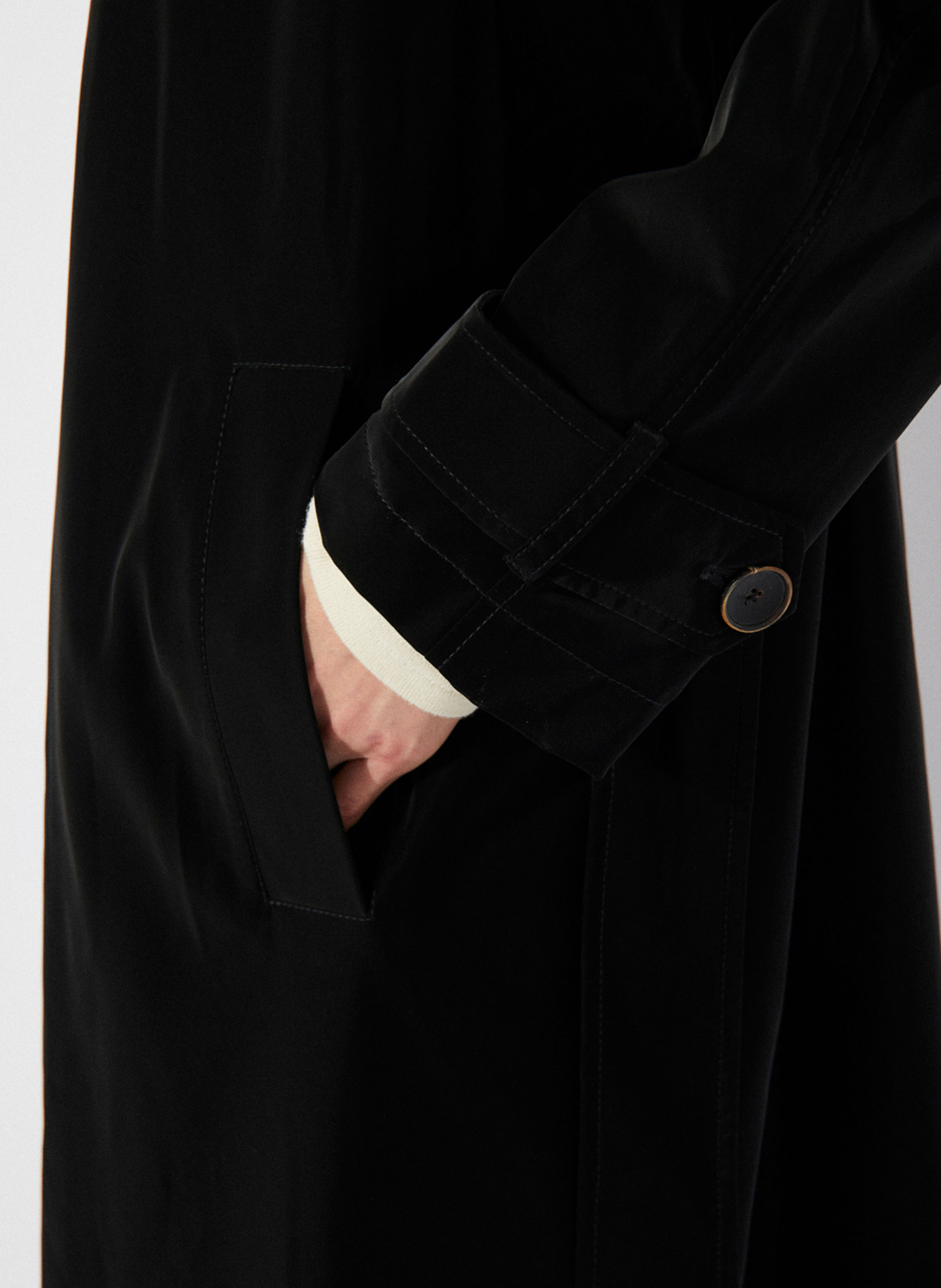 Long velvet trench coat RITA ROW Black