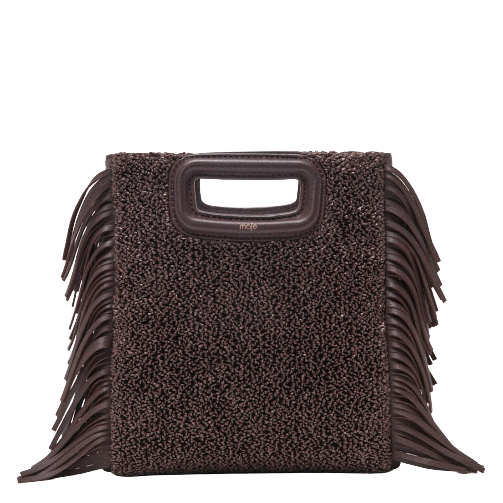 Sac bandoulière à perles et franges MAJE Marron