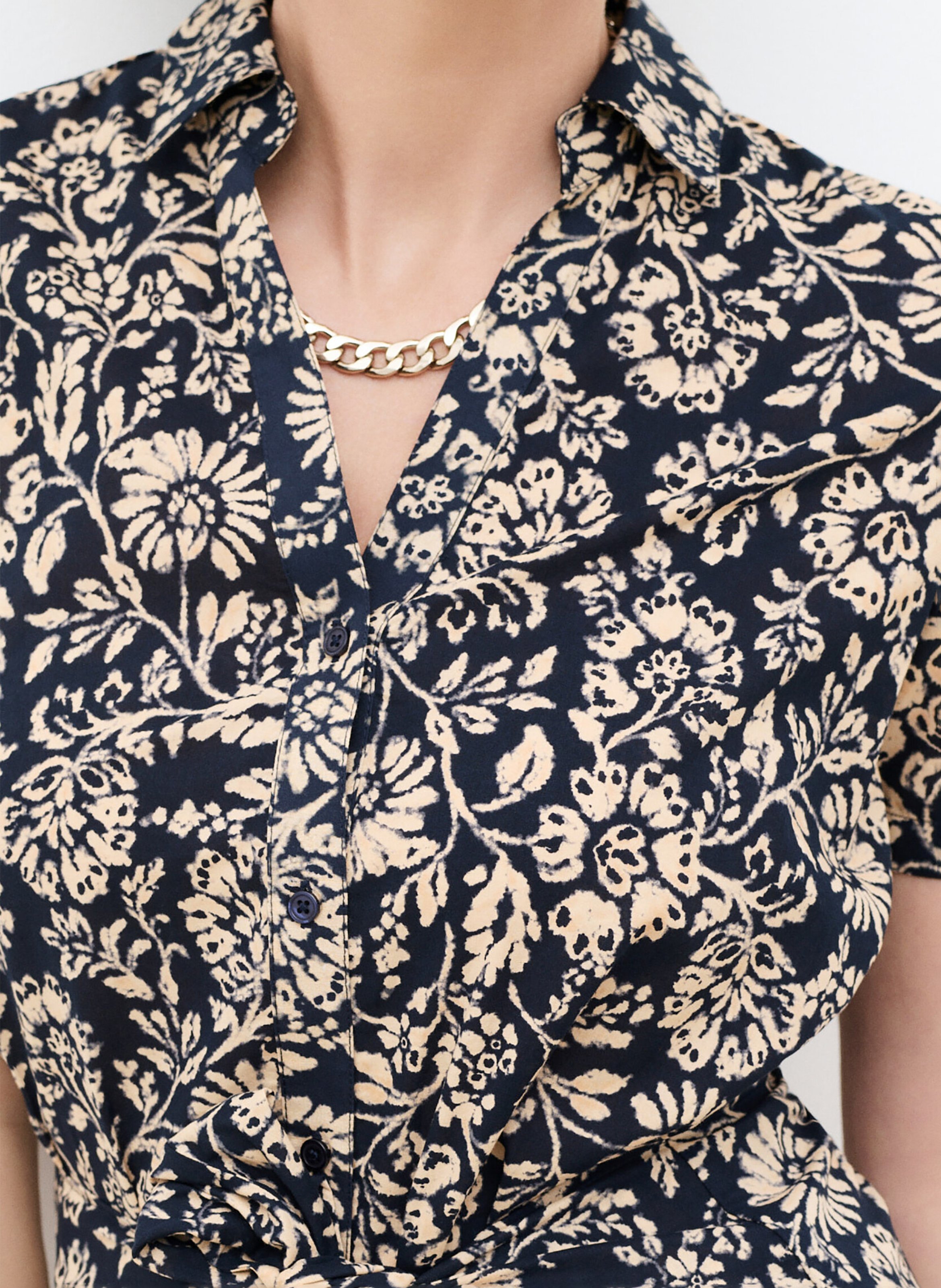 Robe courte col classique en coton CAROLL Bleu