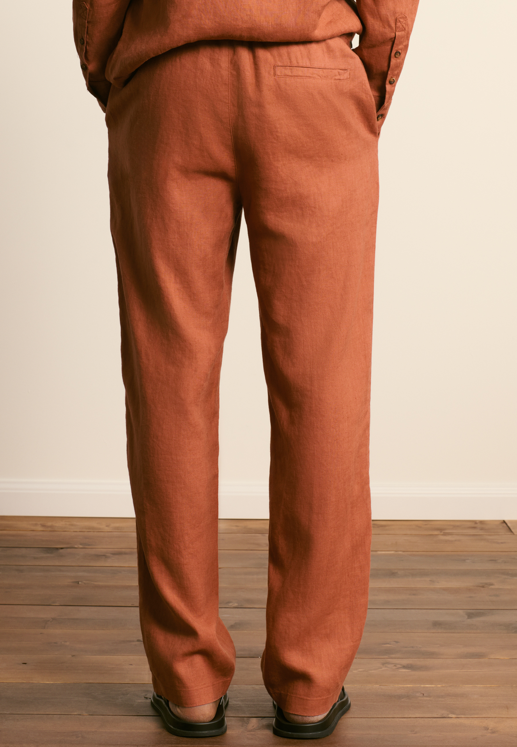 Pantalon en lin MAISON MONTAGUT Marron