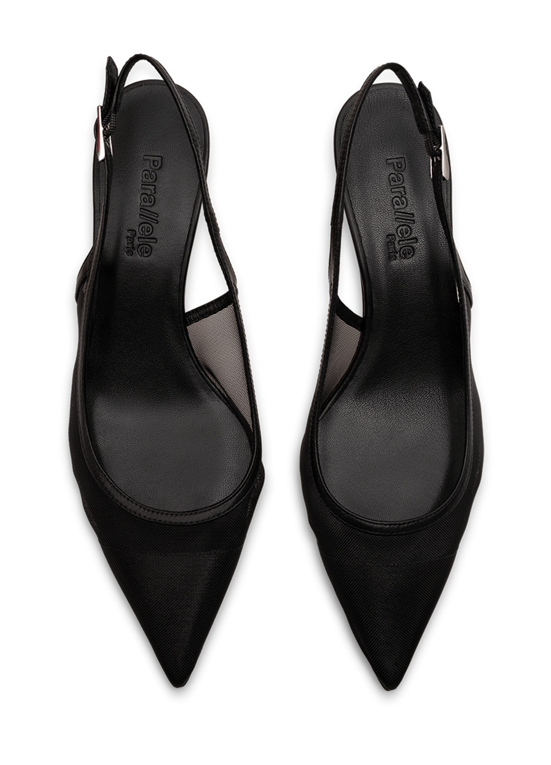 Slingback en cuir et mesh noir PARALLELE PARIS Noir