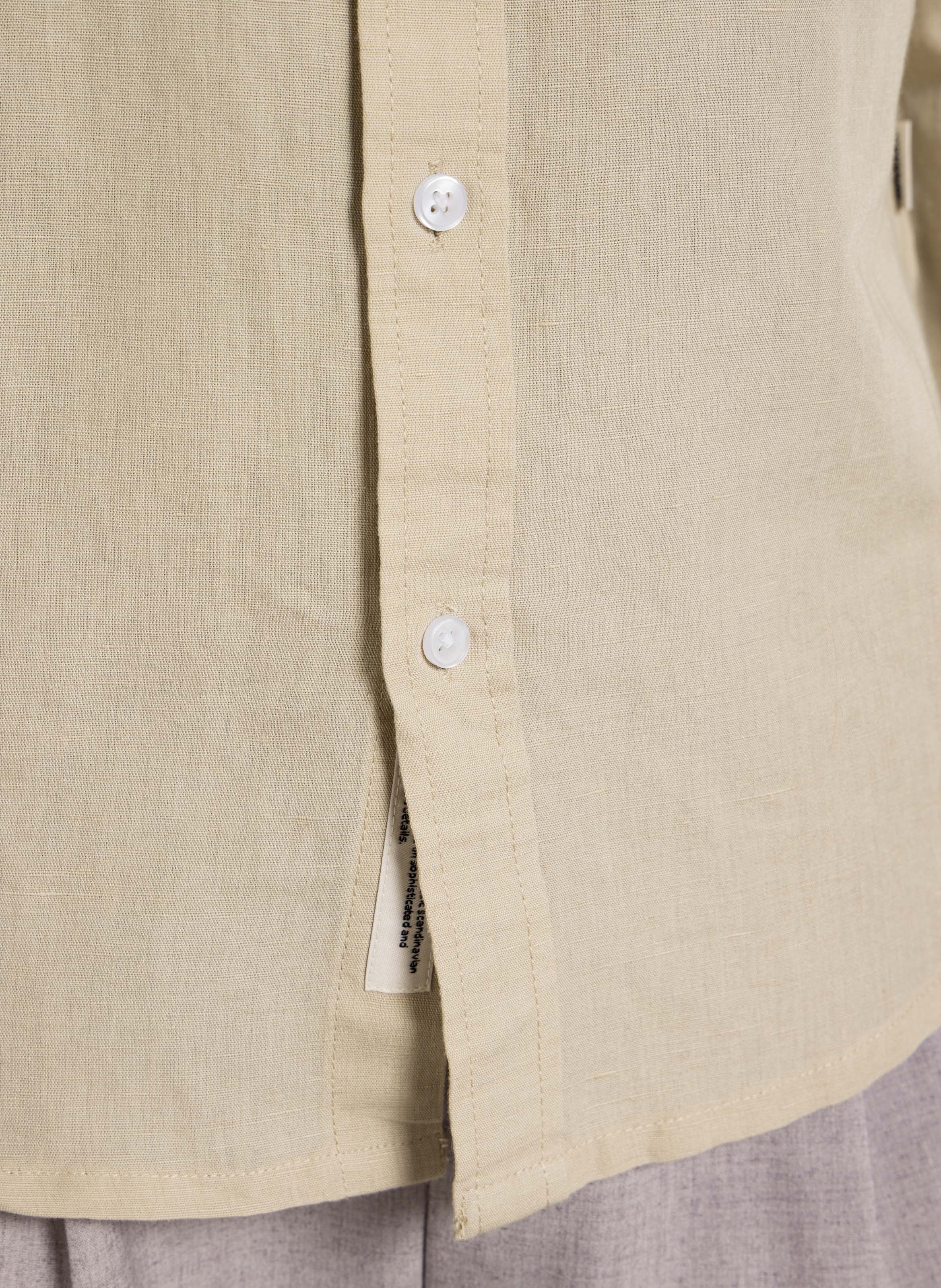 Chemise col classique en lin mélangé MINIMUM Beige