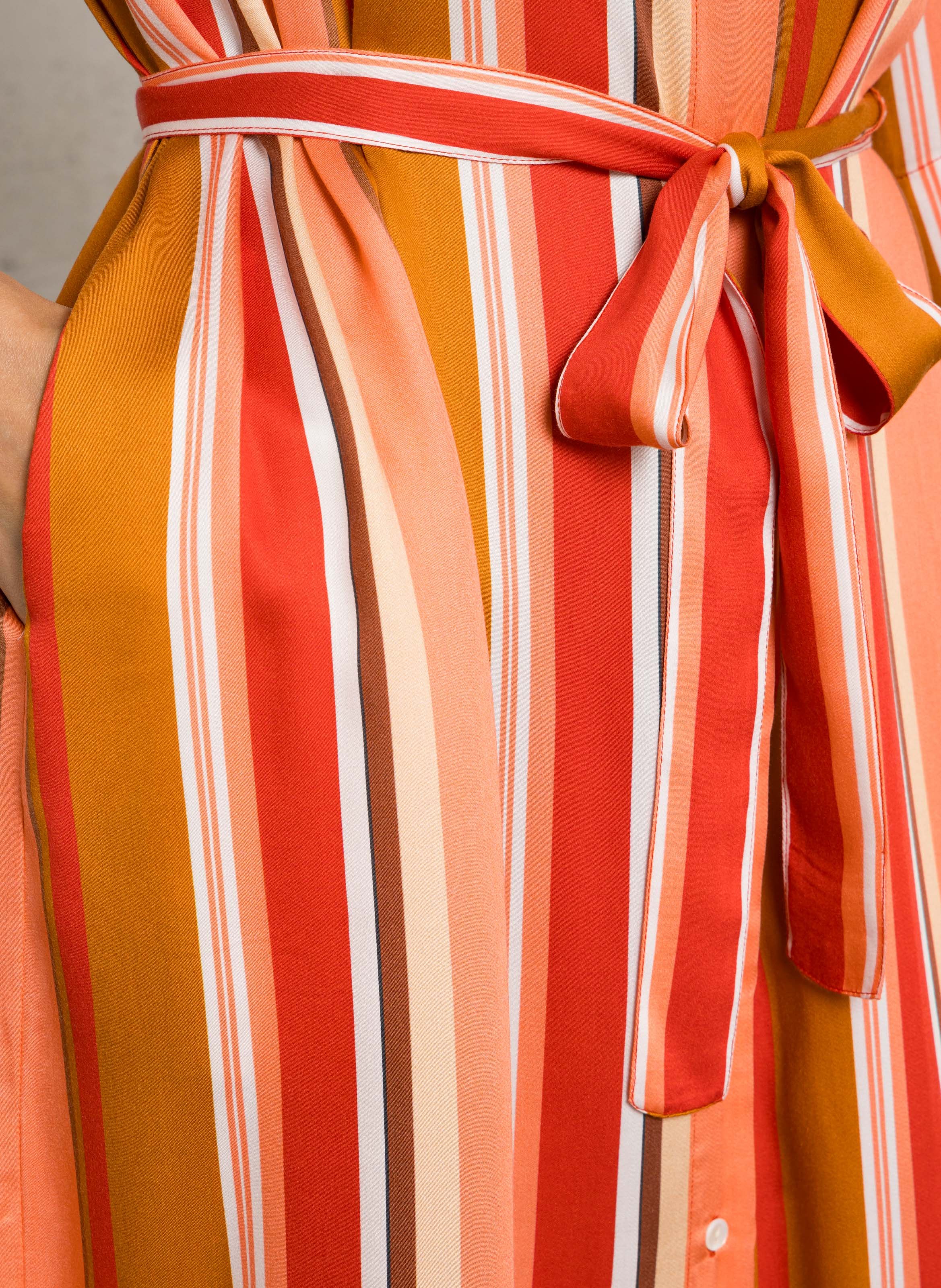 Lang und weit geschnittenes Streifen-Kleid BELLA JONES Rot