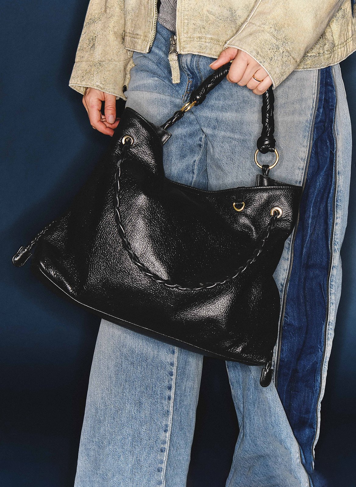 Handtasche aus genarbtem Leder CLARIS VIROT Schwarz