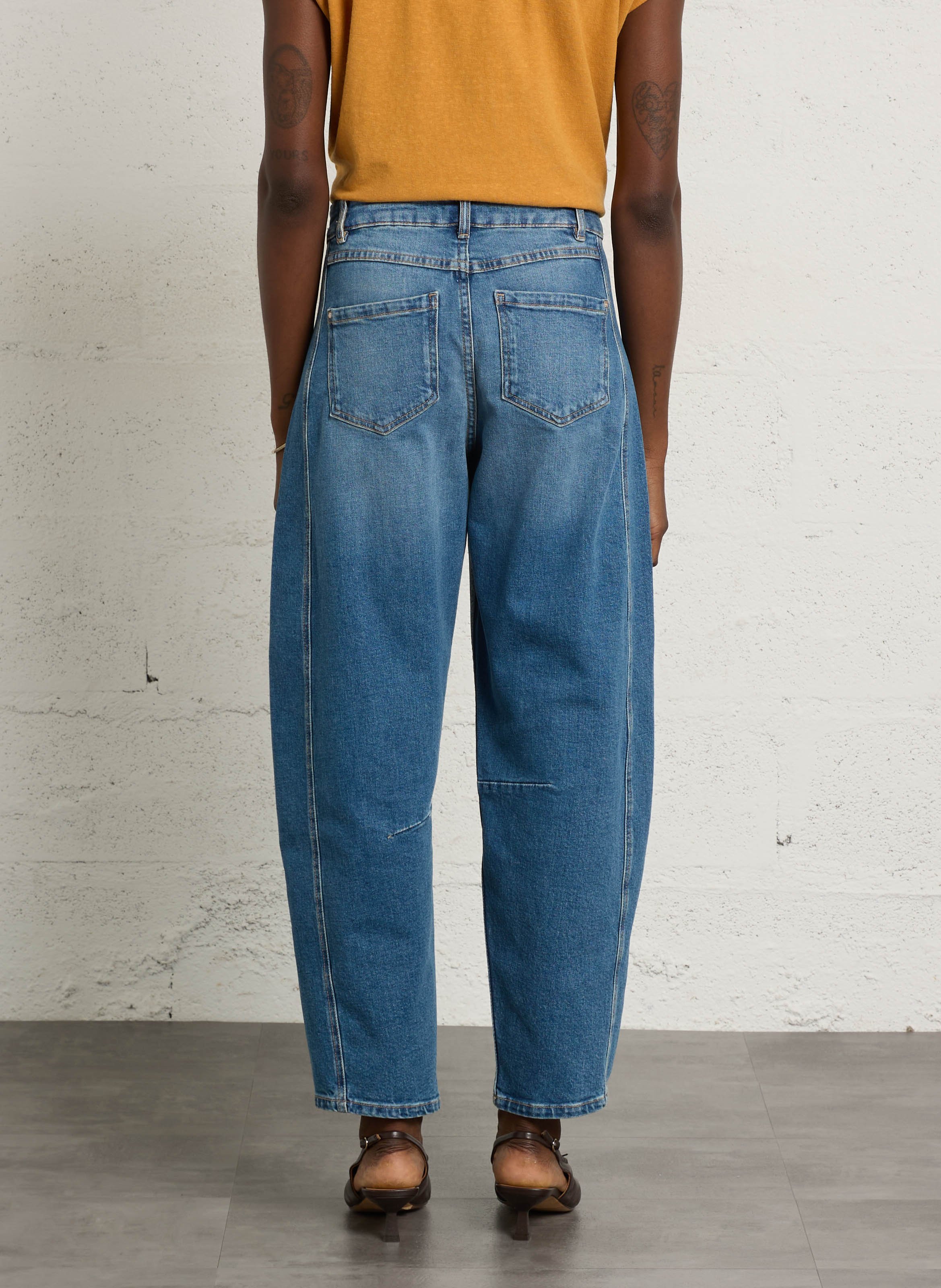 Hoge taille ballonjeans in effen kleur MAISON 123 Blauw