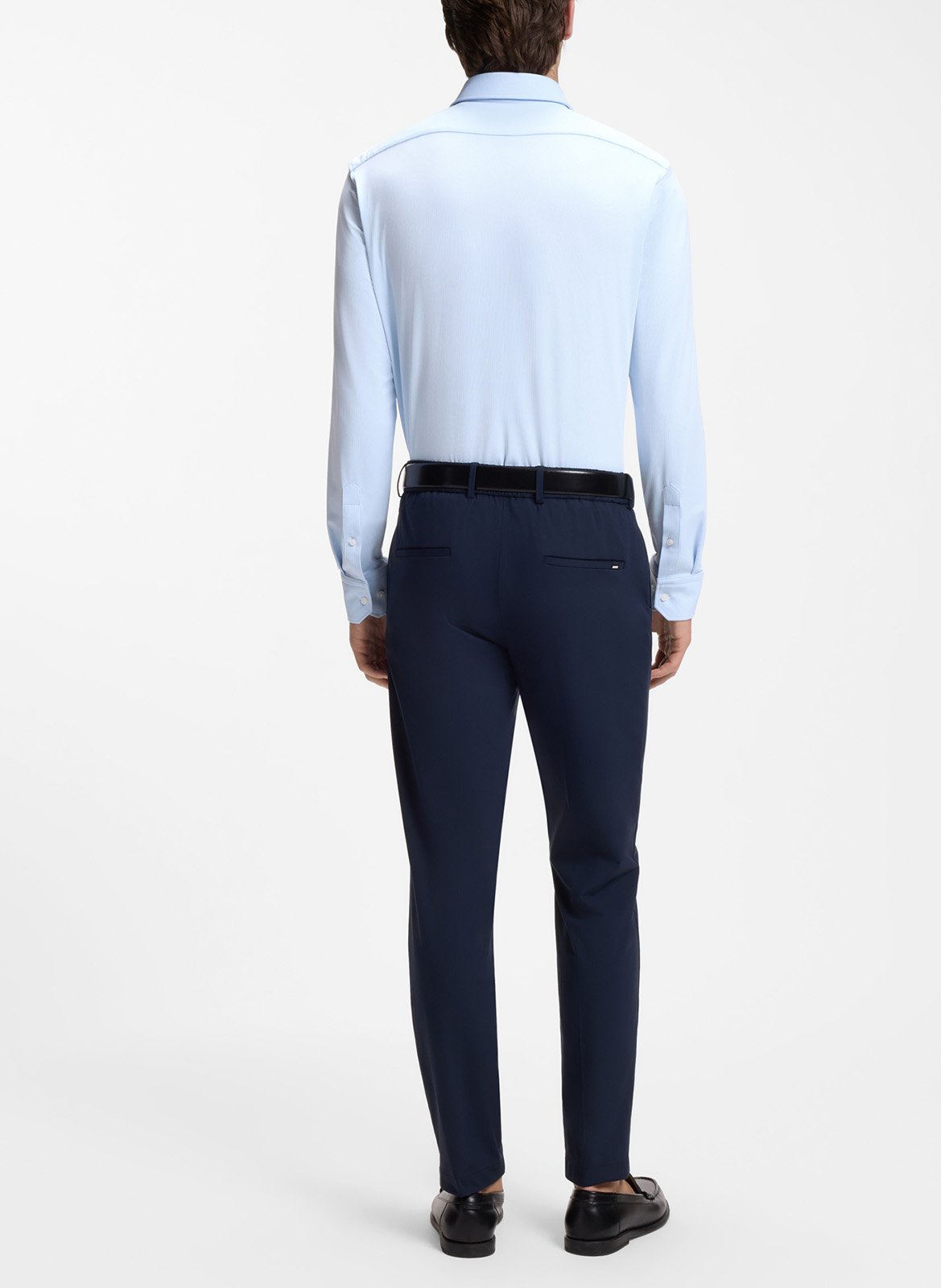 Solid straight button-up shirt BOSS Blue