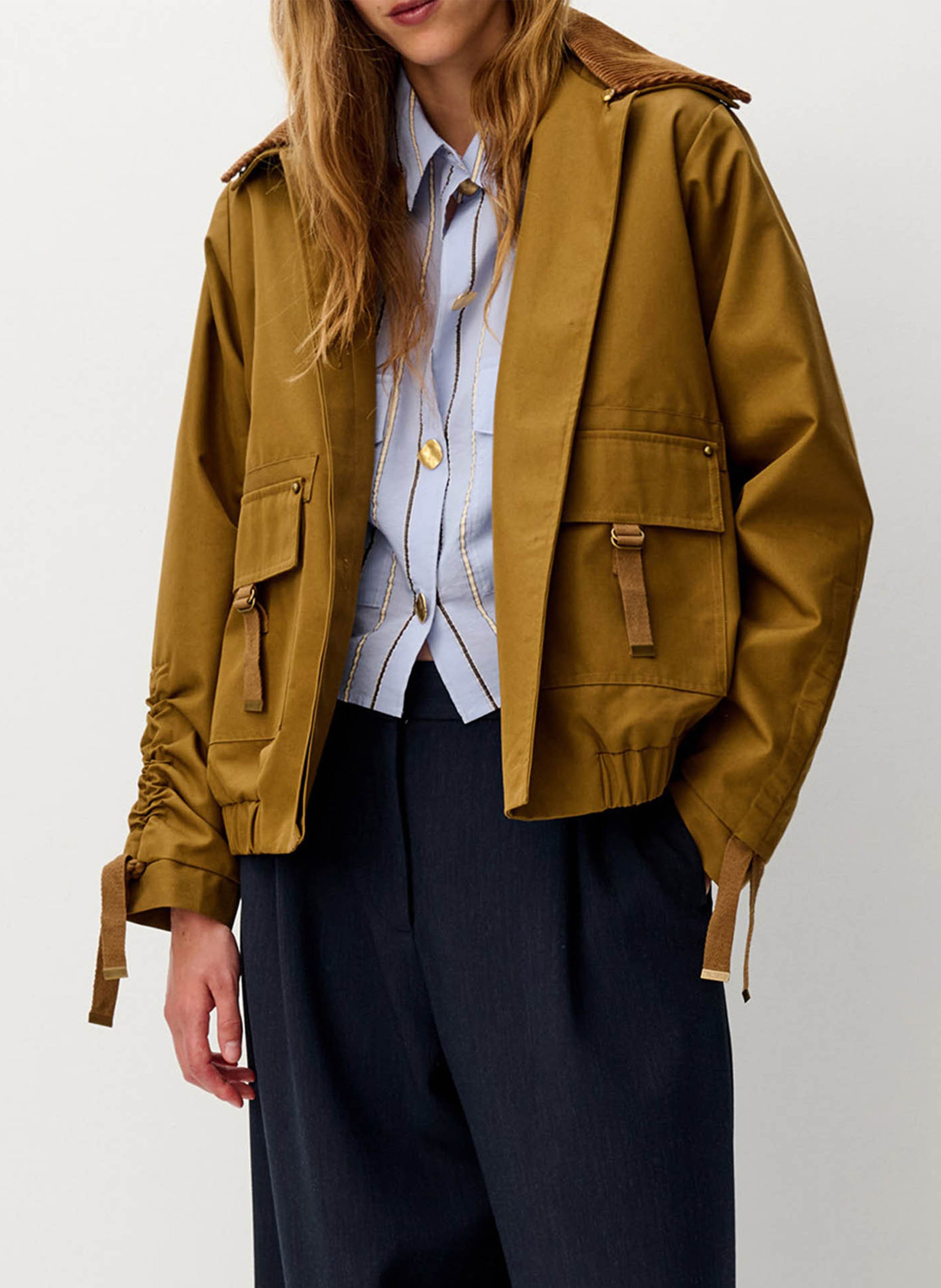 Blouson oversize col classique en coton mélangé SESSUN Marron