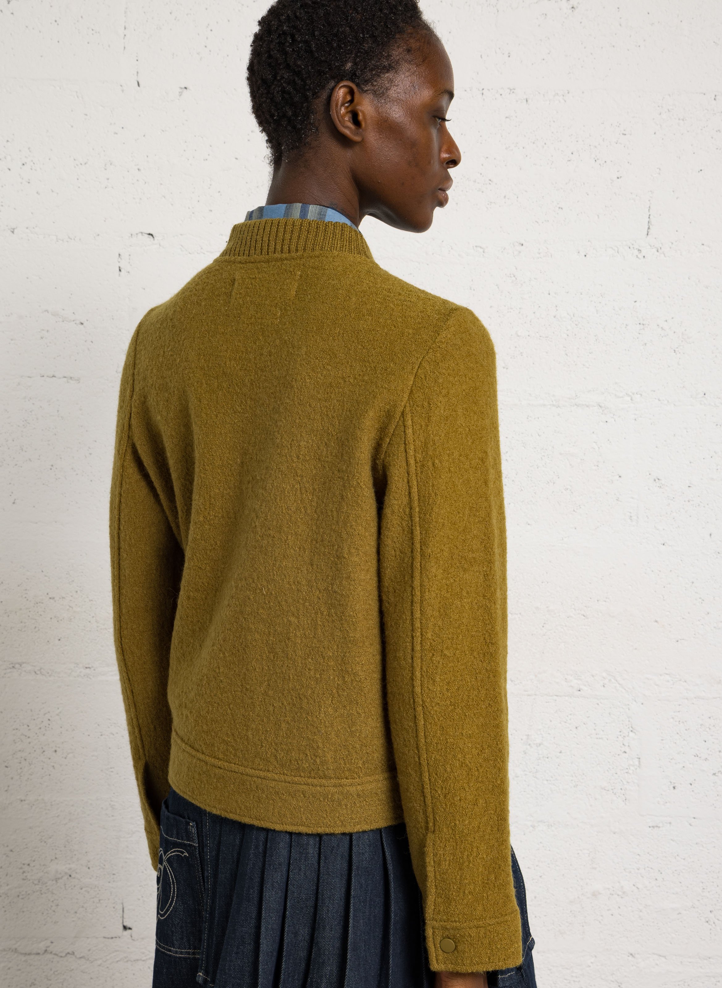 Light wool straight-cut jacket NICE THINGS Green