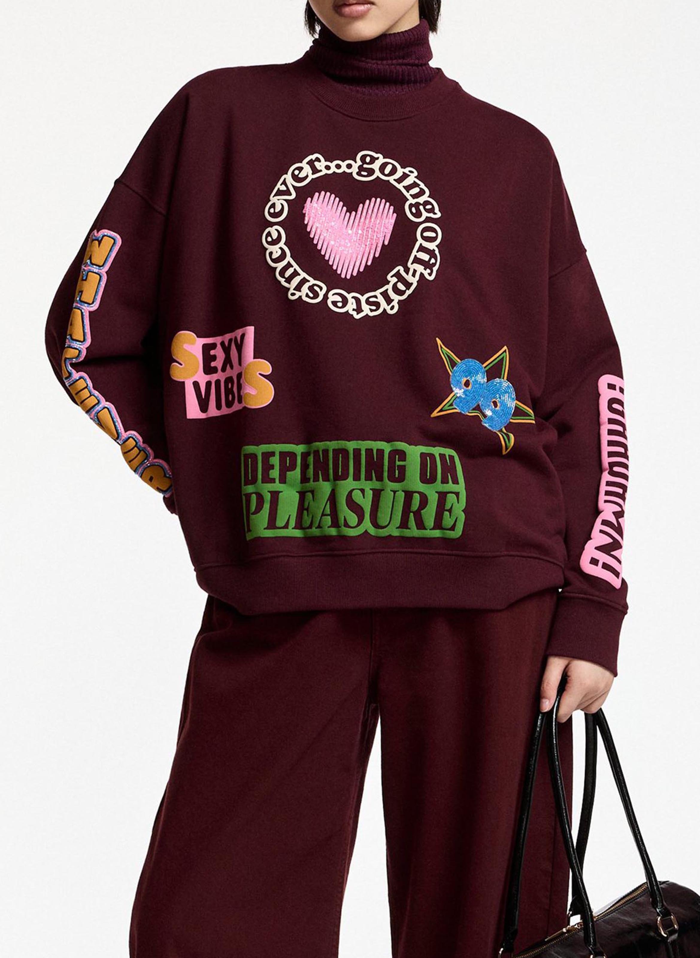 Sweat ample col rond imprimé en coton ESSENTIEL ANTWERP Rouge