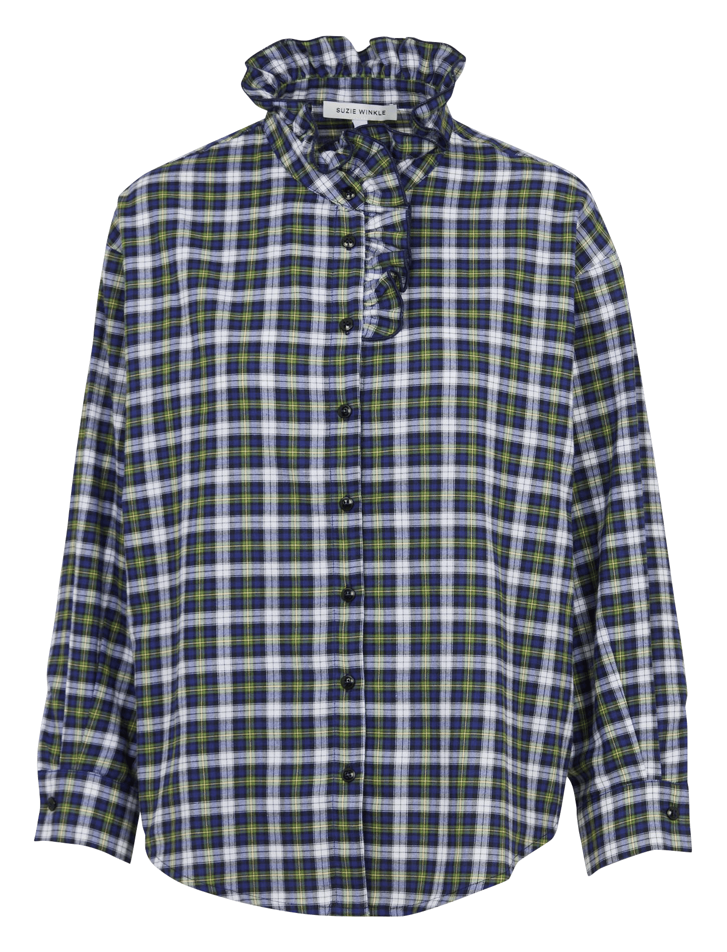 Top droit col victorien à carreaux en coton SUZIE WINKLE Bleu