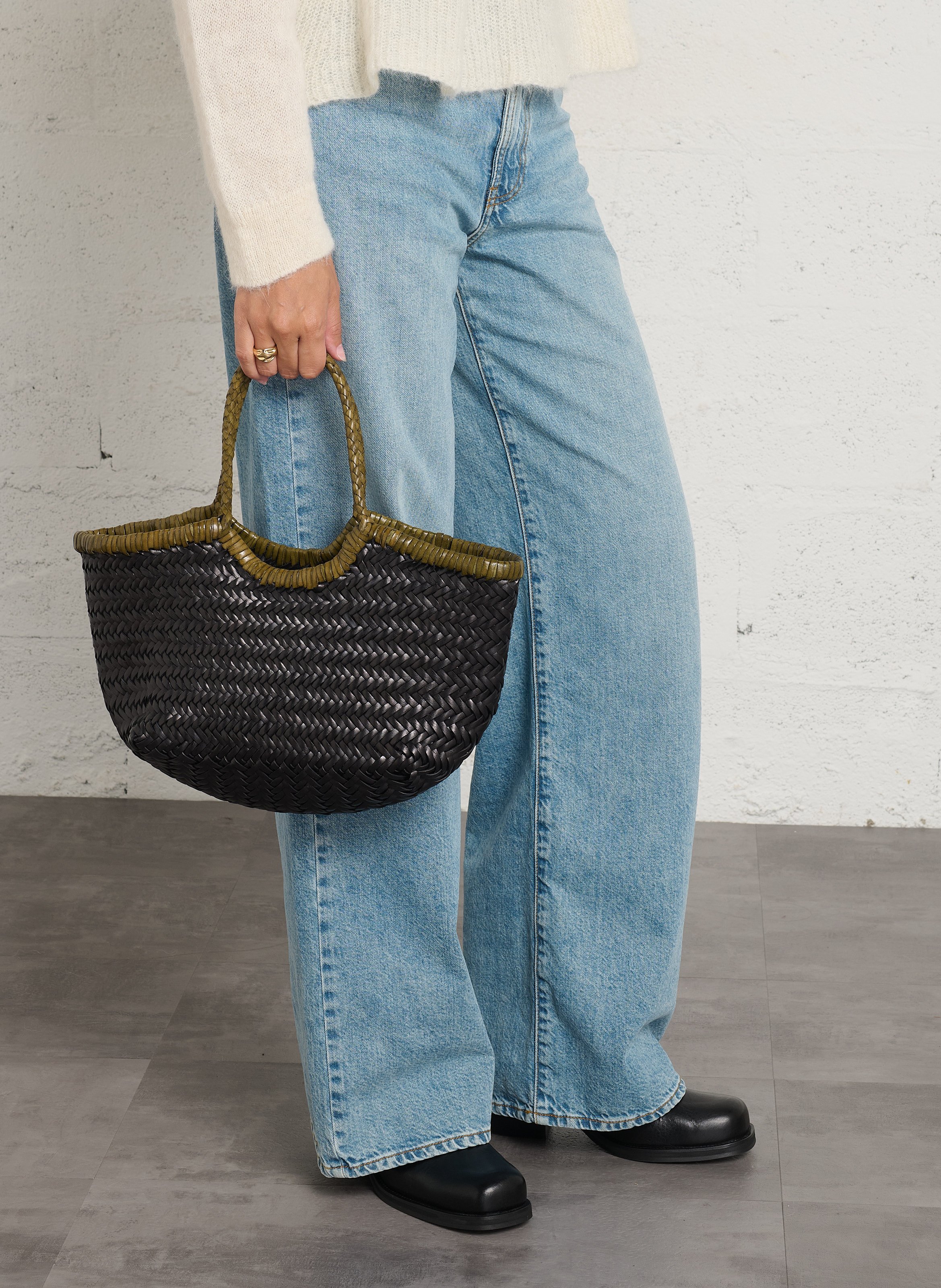 Sac à main tressé en cuir DRAGON DIFFUSION Noir