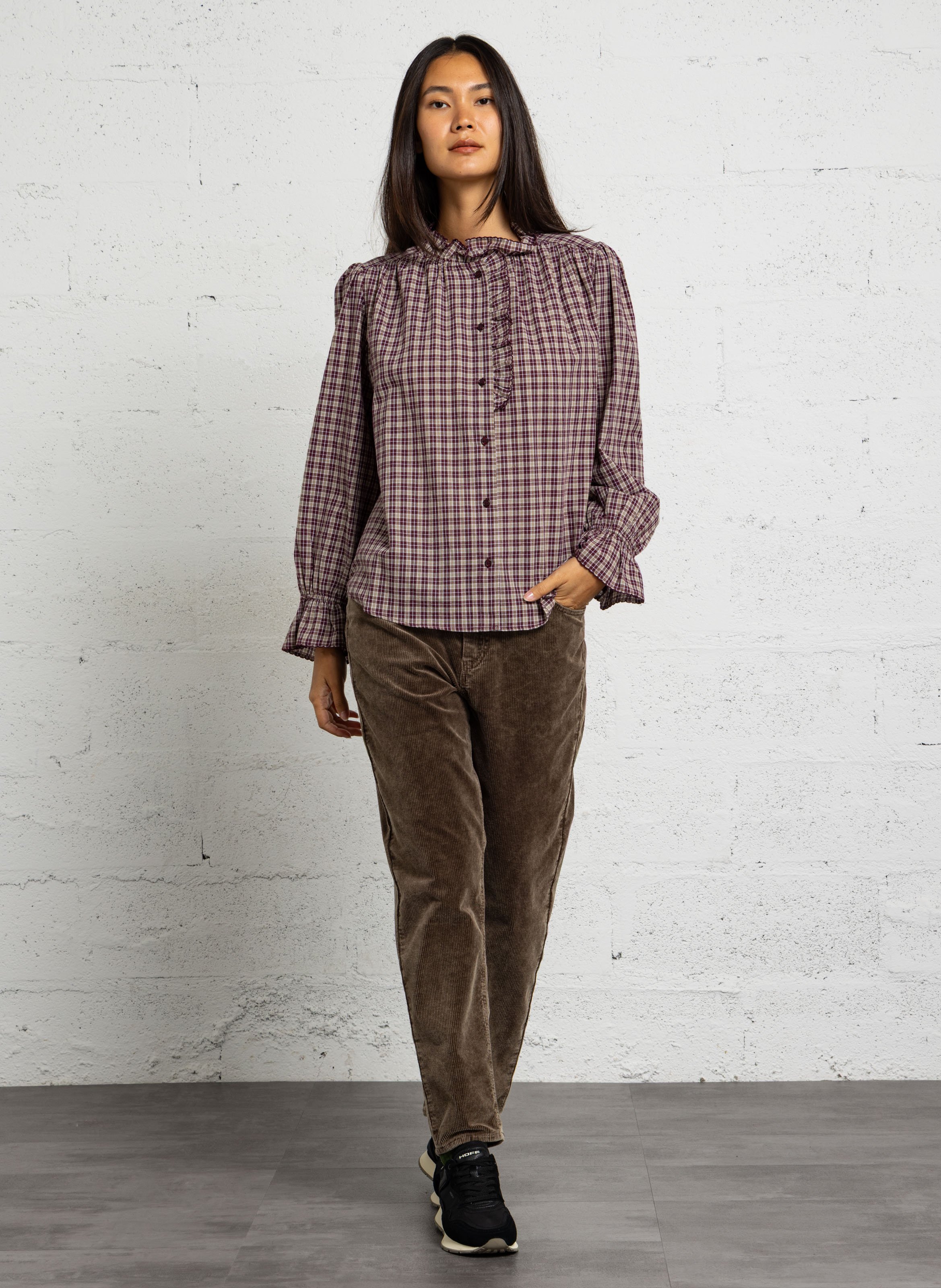 Chemise col à volant en coton SEE U SOON Violet