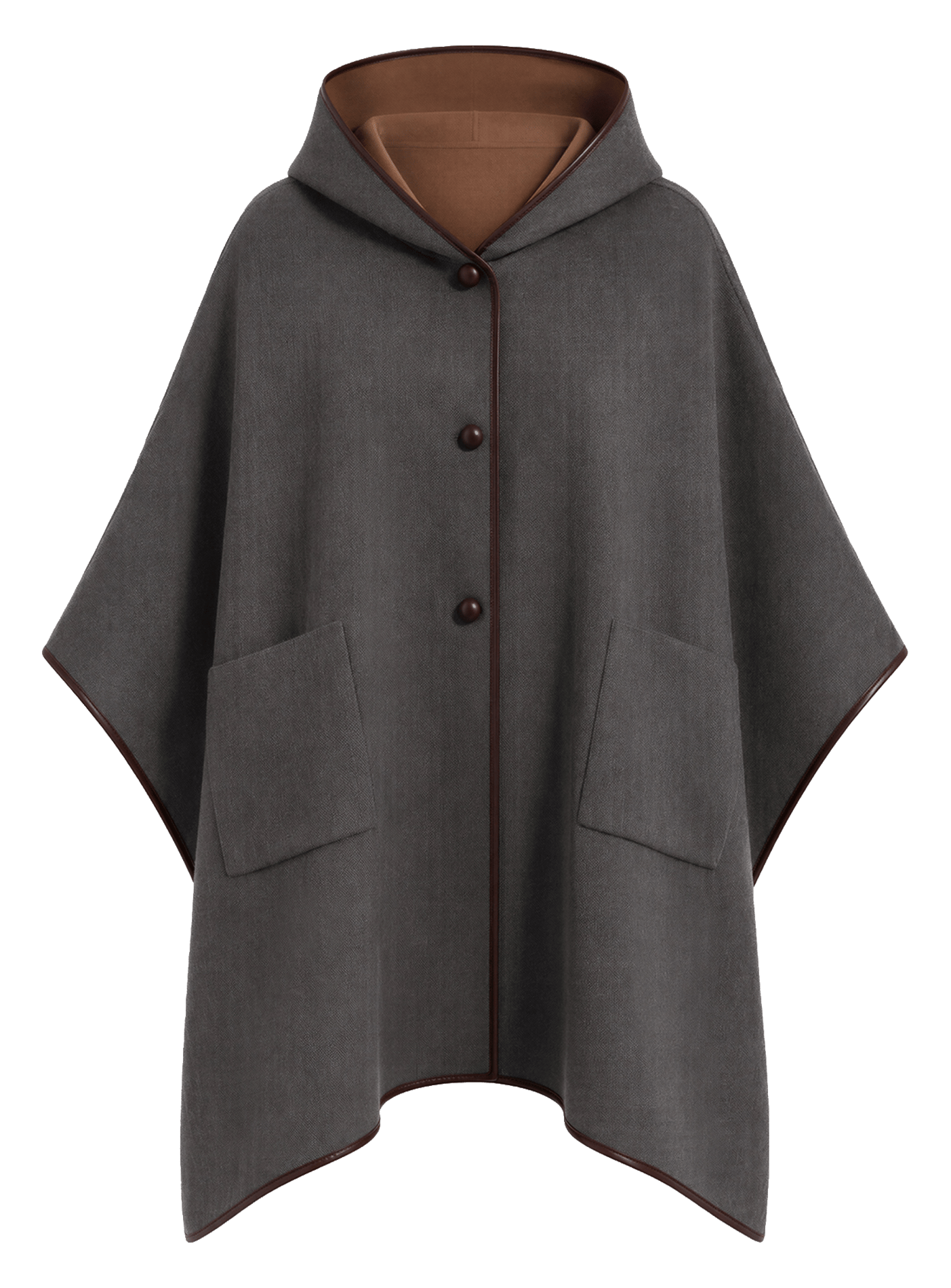 Omkeerbare wollen poncho PABLO Bruin