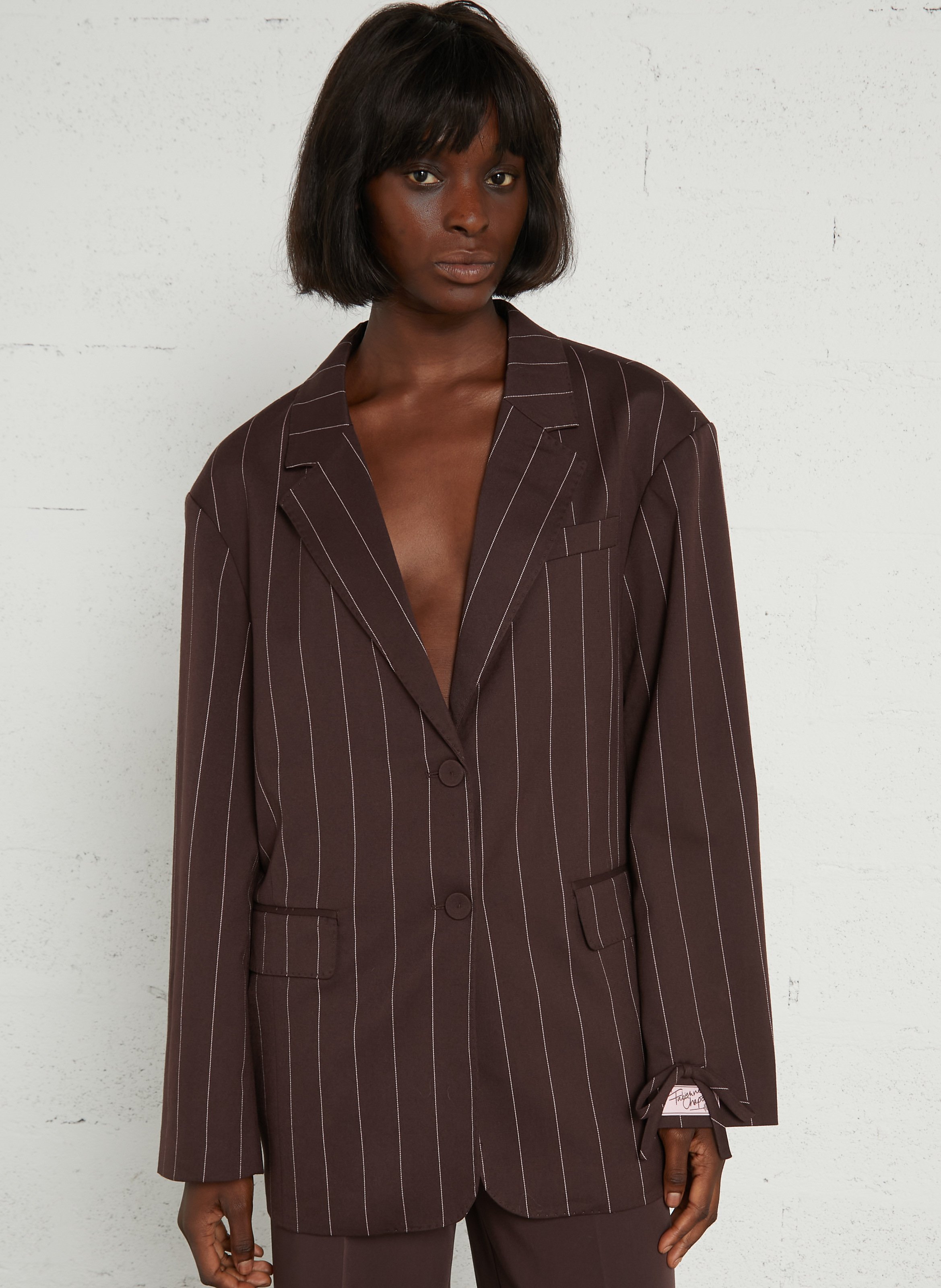 Striped blazer with tailored collar FABIENNE CHAPOT Brown