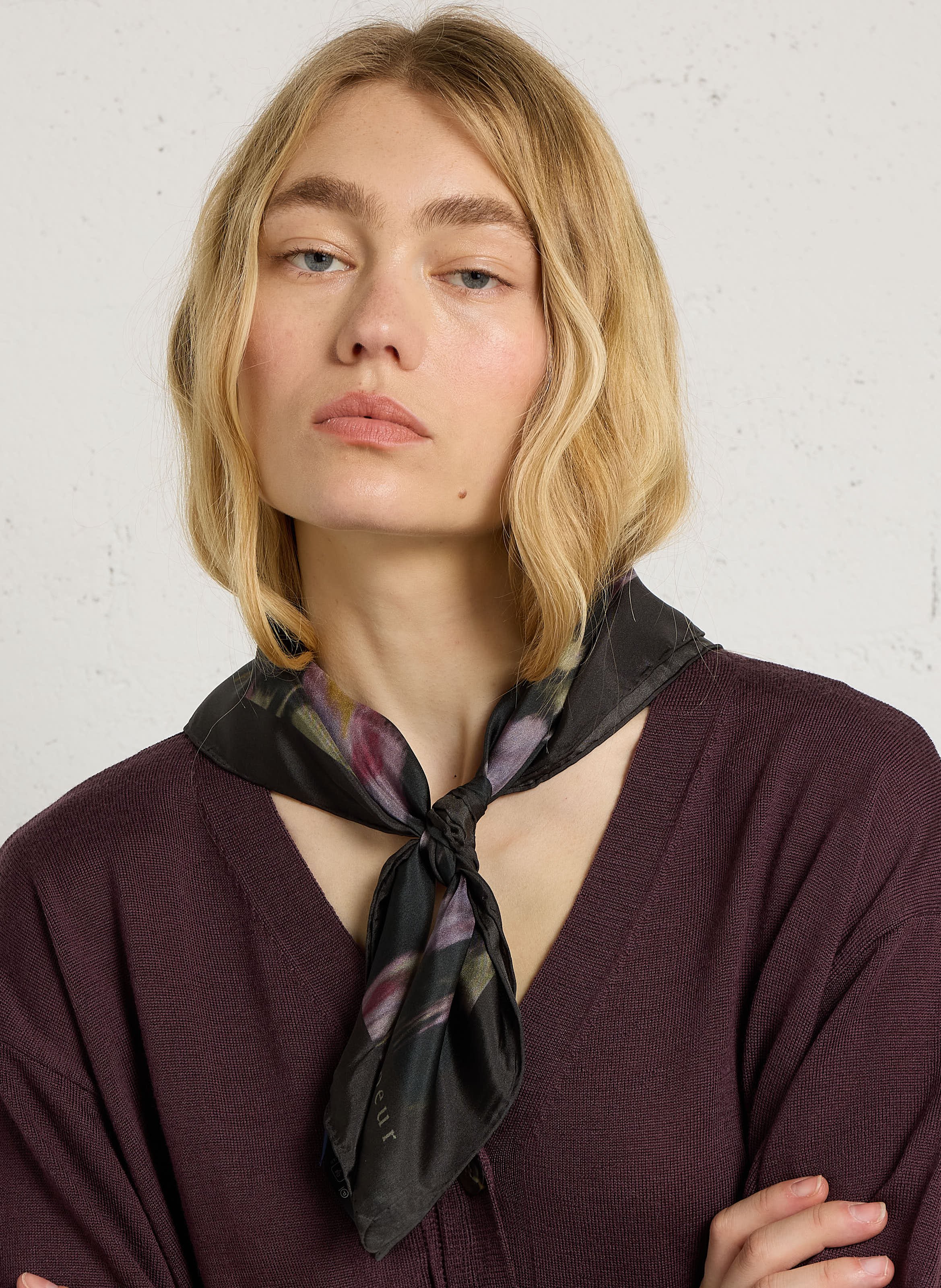 Foulard van zijde met print SOEUR