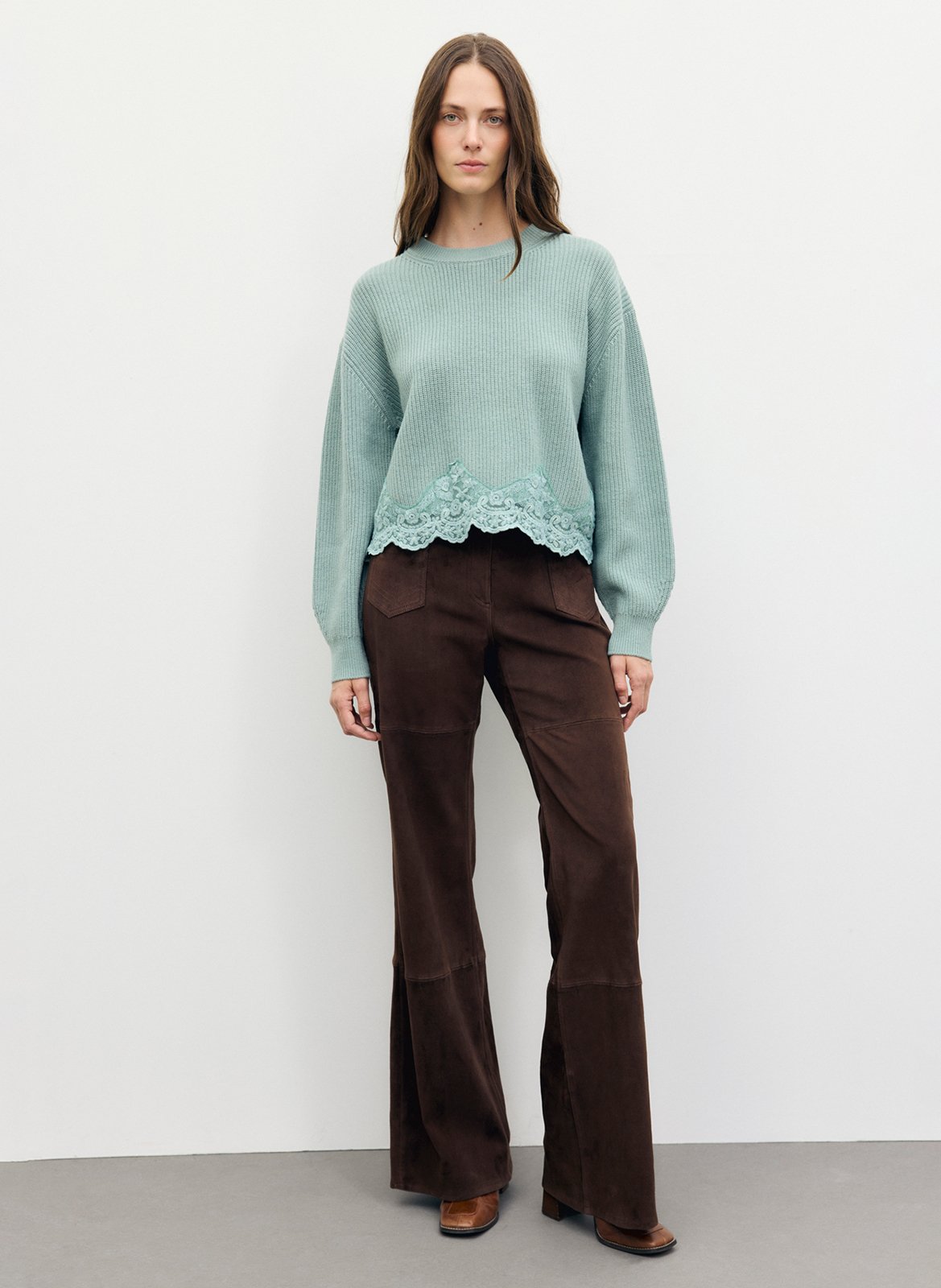 Loose-fit round-neck wool sweater GERARD DAREL Green