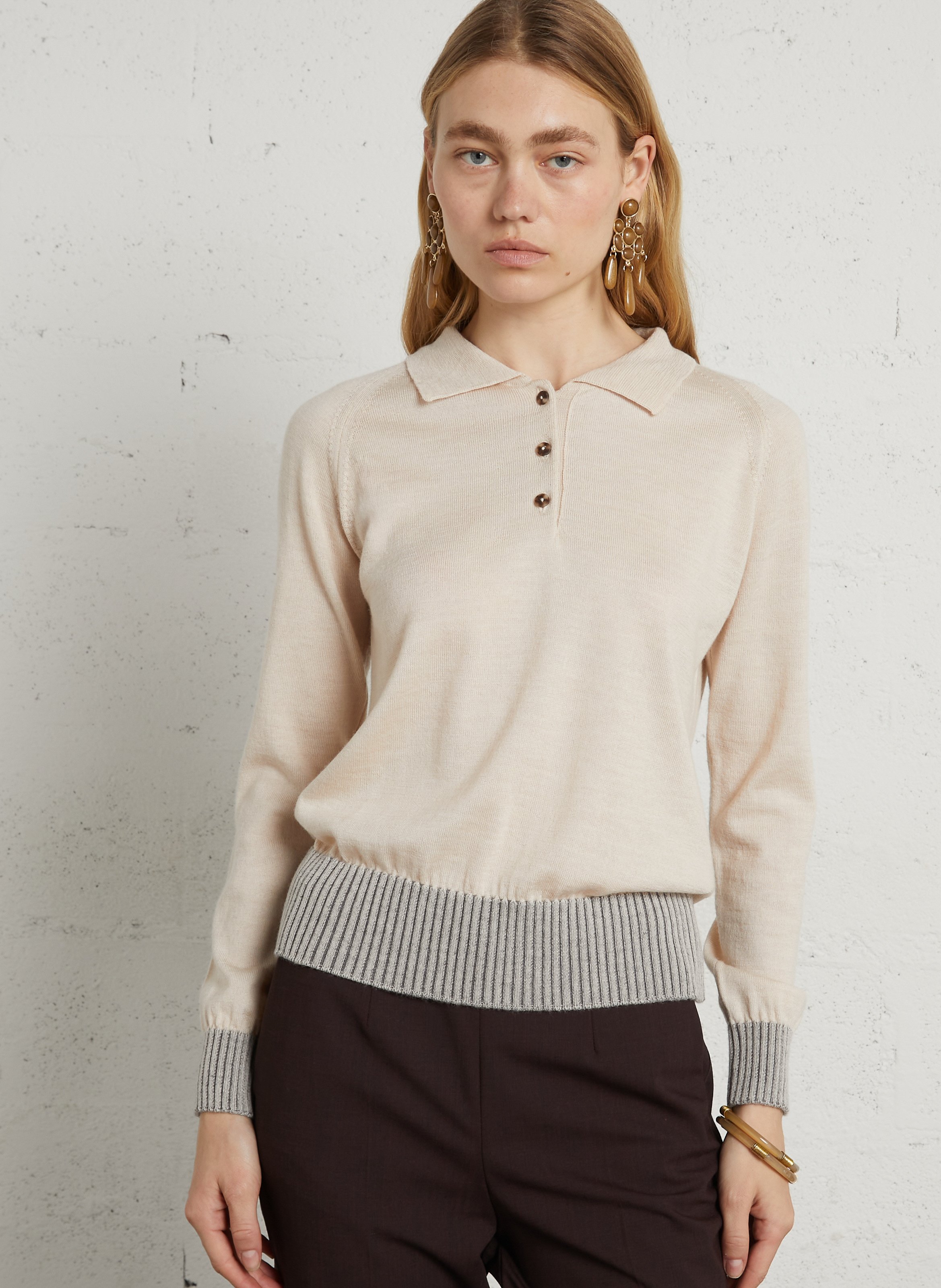 Plain merino wool sweater DIEGA Beige