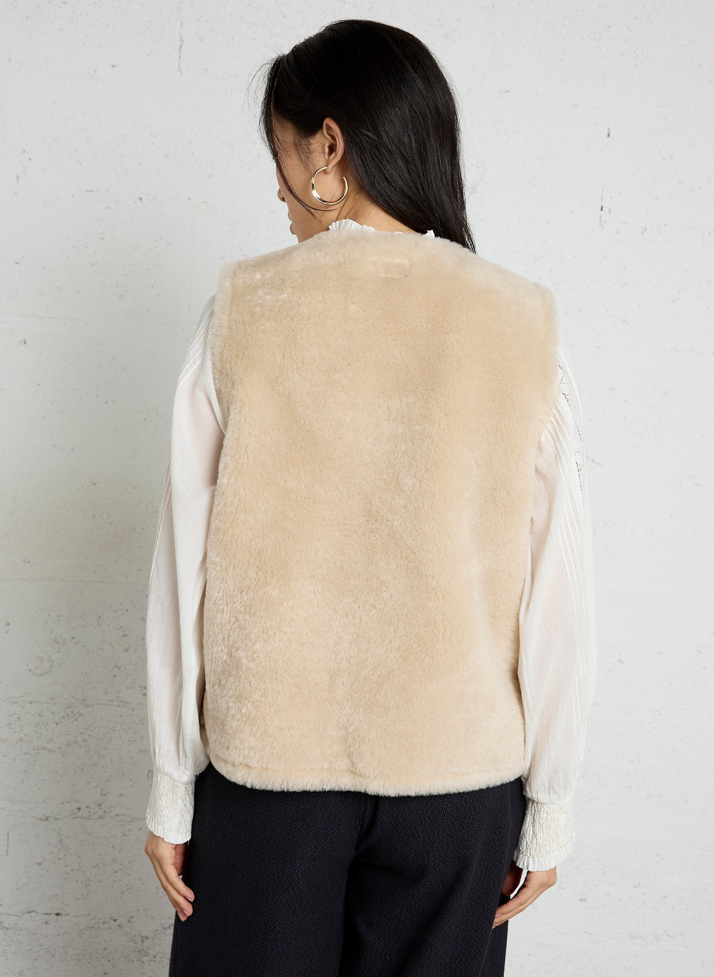 Veste sans manches effet fourrure HARTFORD Beige