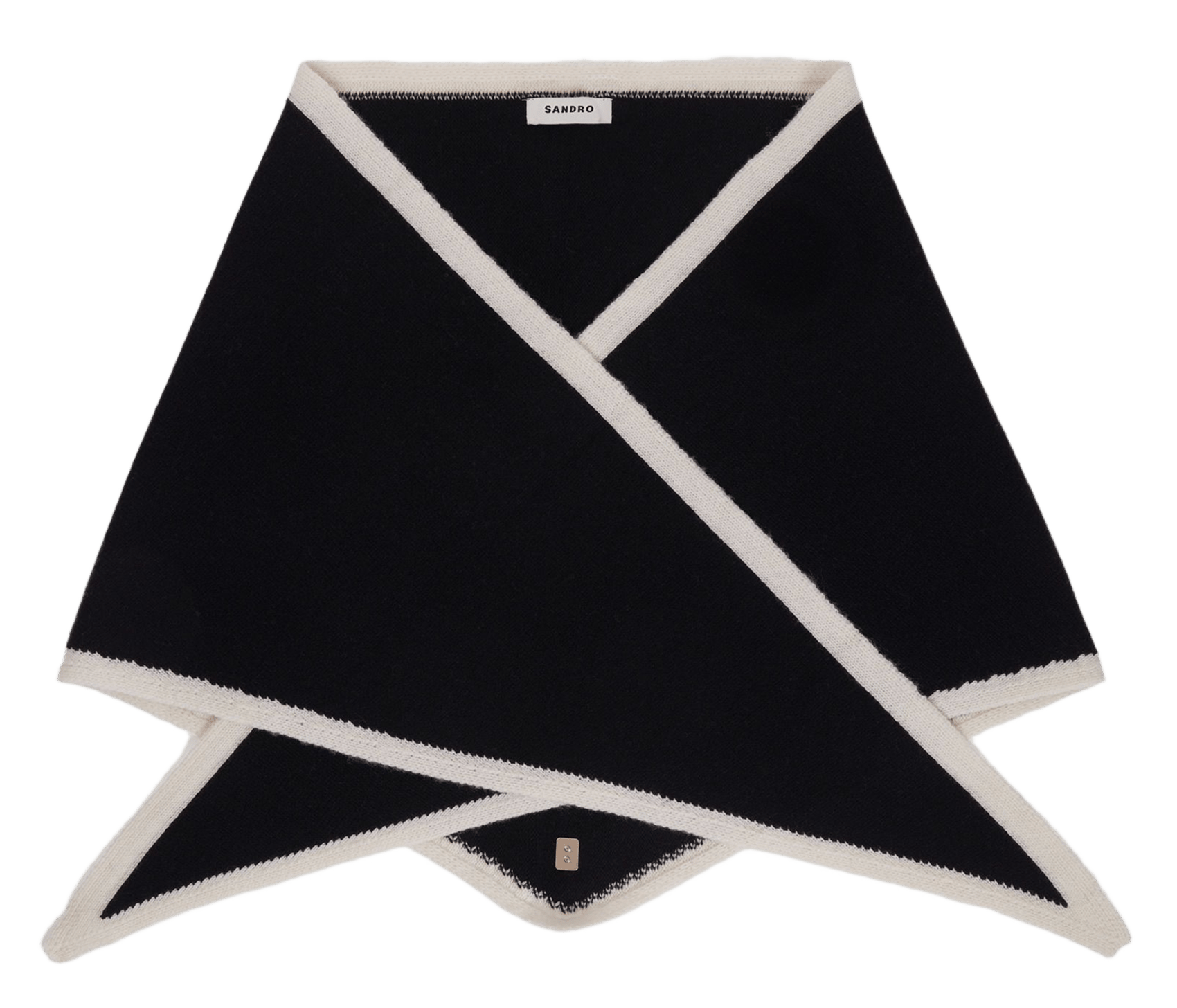 Foulard triangle bicolore en laine et cachemire SANDRO Noir