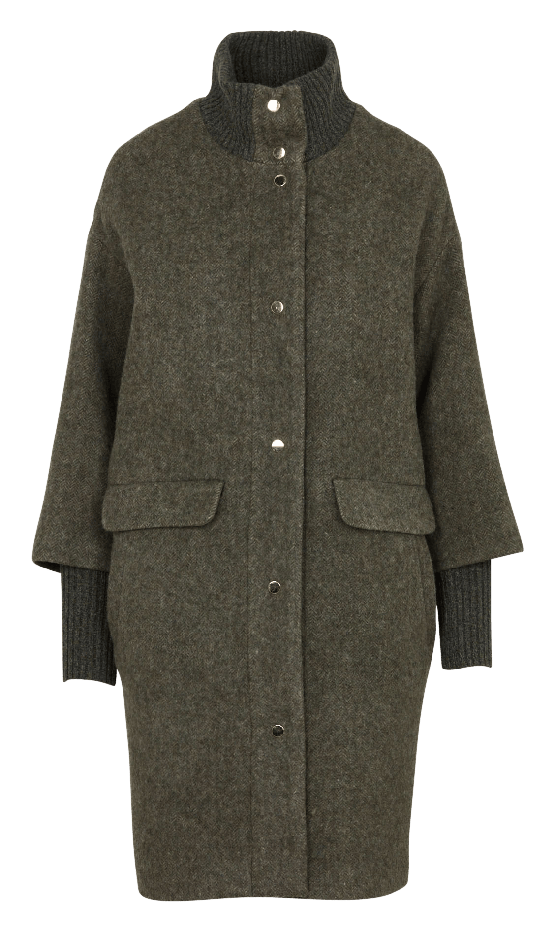 Manteau col montant en laine mélangée MAISON 123 Vert