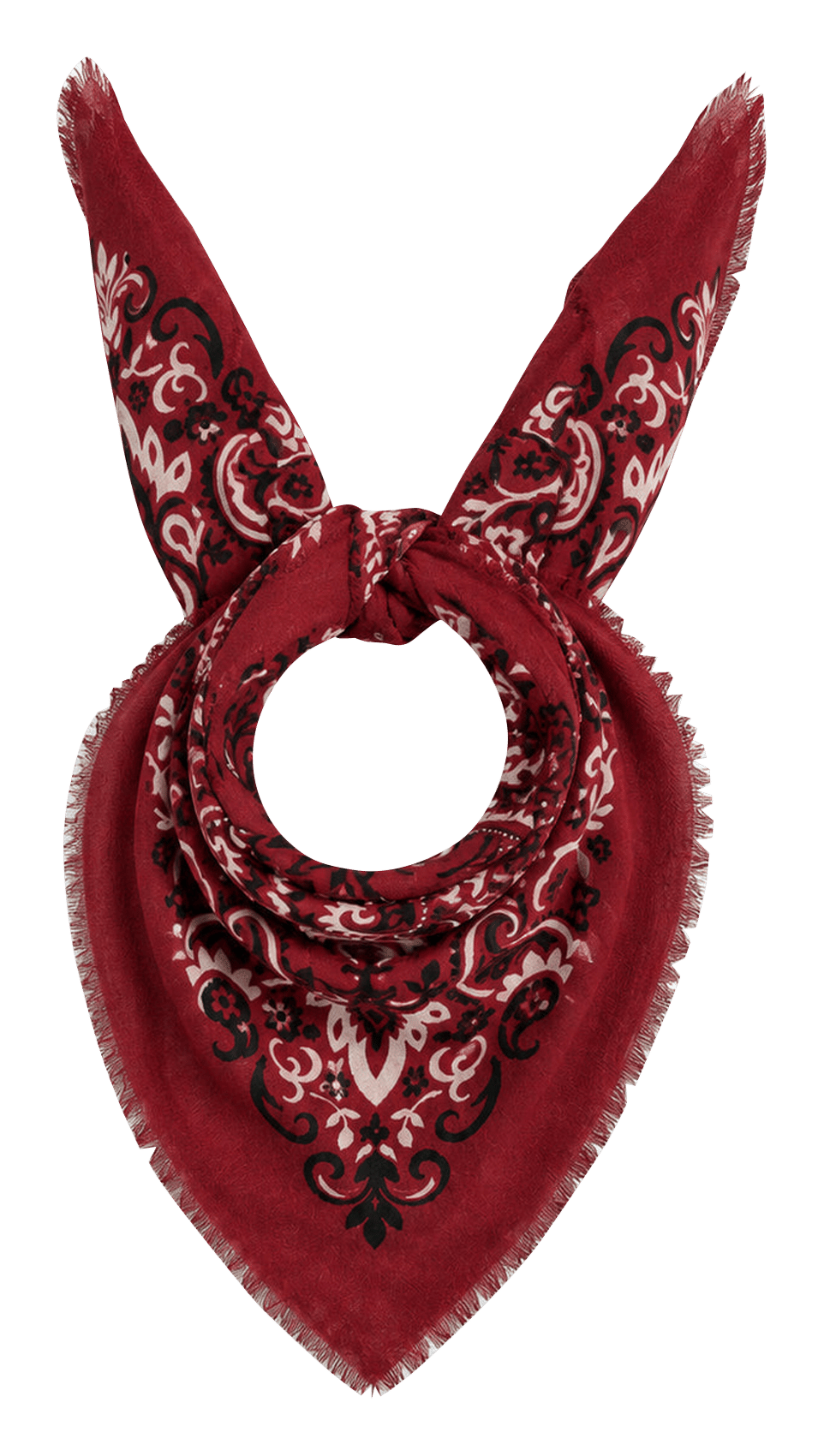 Haddock wool and silk printed scarf MAISON LECOMTE FLAMENT Red