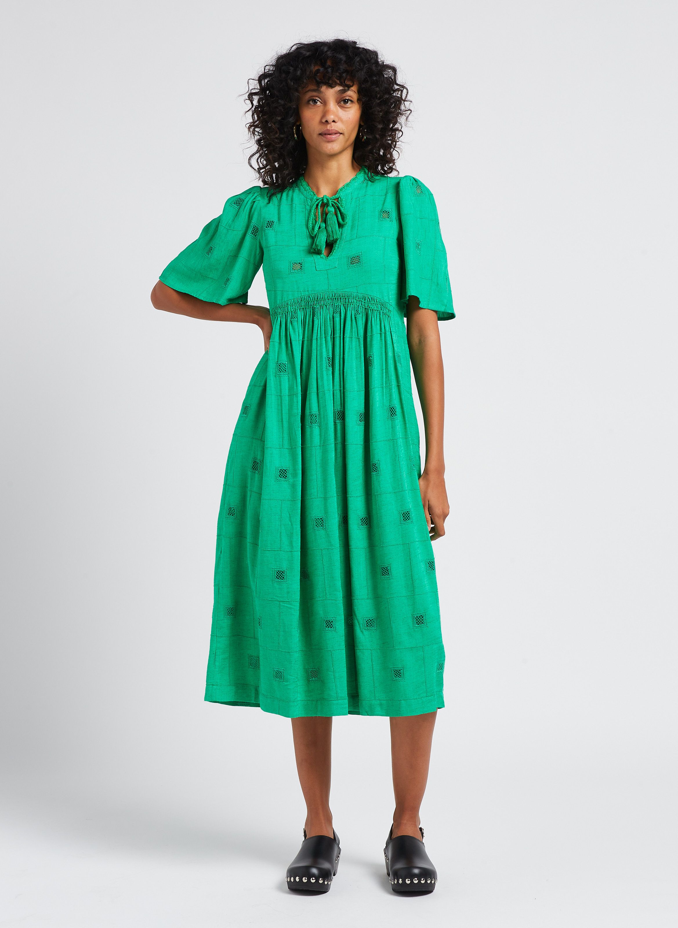 Robe Midi Col Tunisien Romy Vert Ba sh Femme Place des Tendances