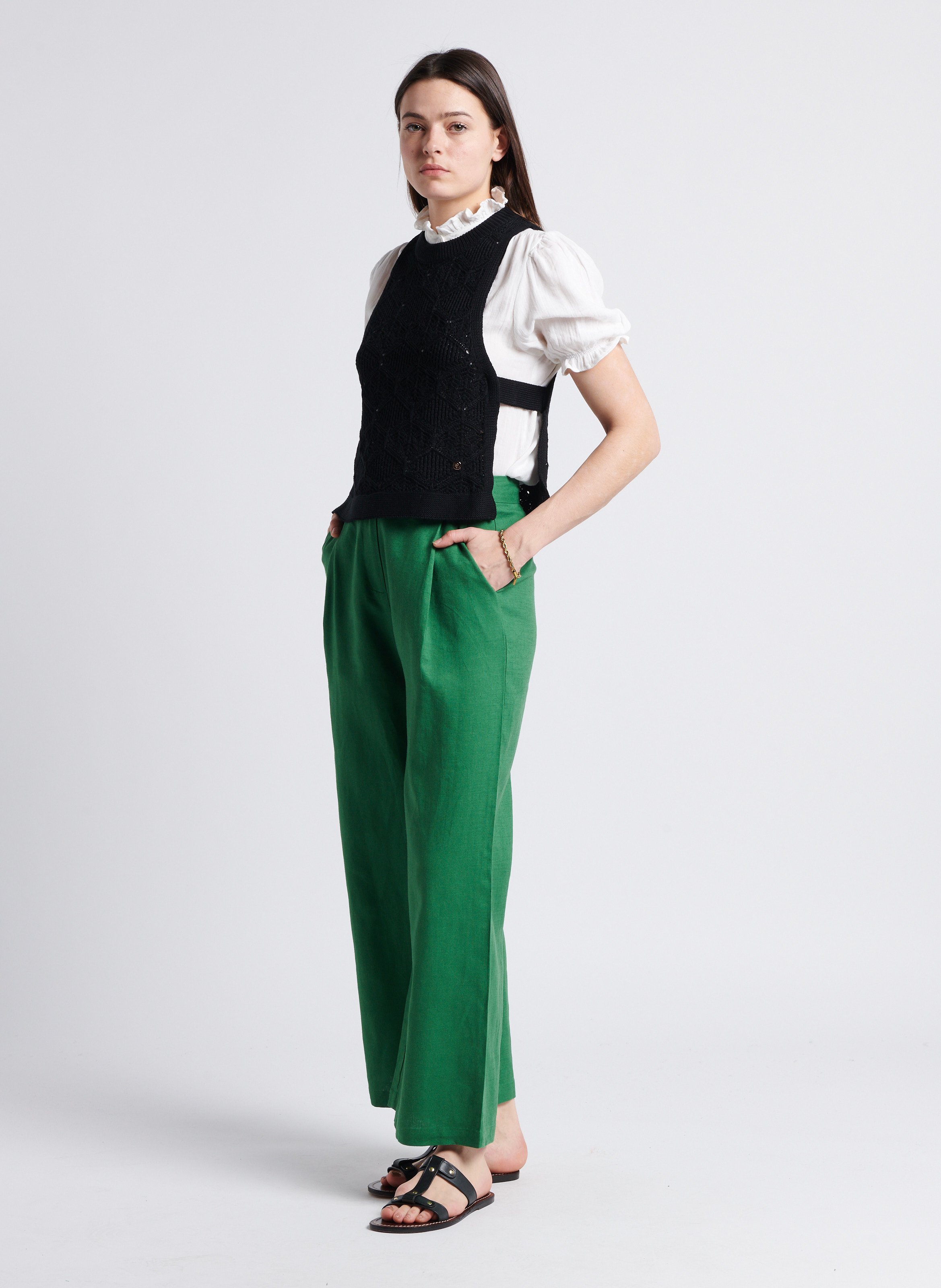 Pull sans manche en coton mélangé LA PETITE ETOILE Noir