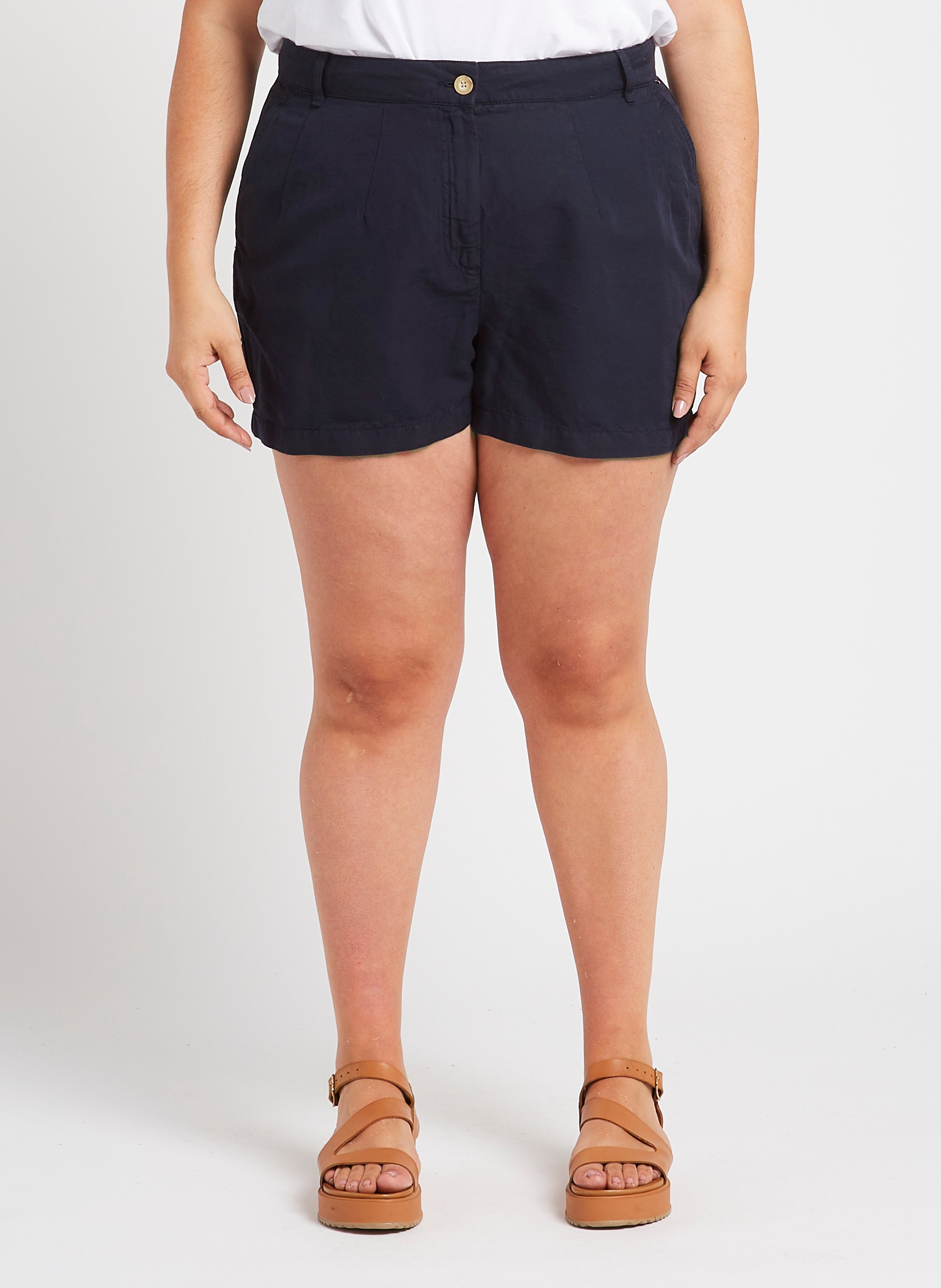 Short droit en coton organique mélangé TOMMY HILFIGER Bleu