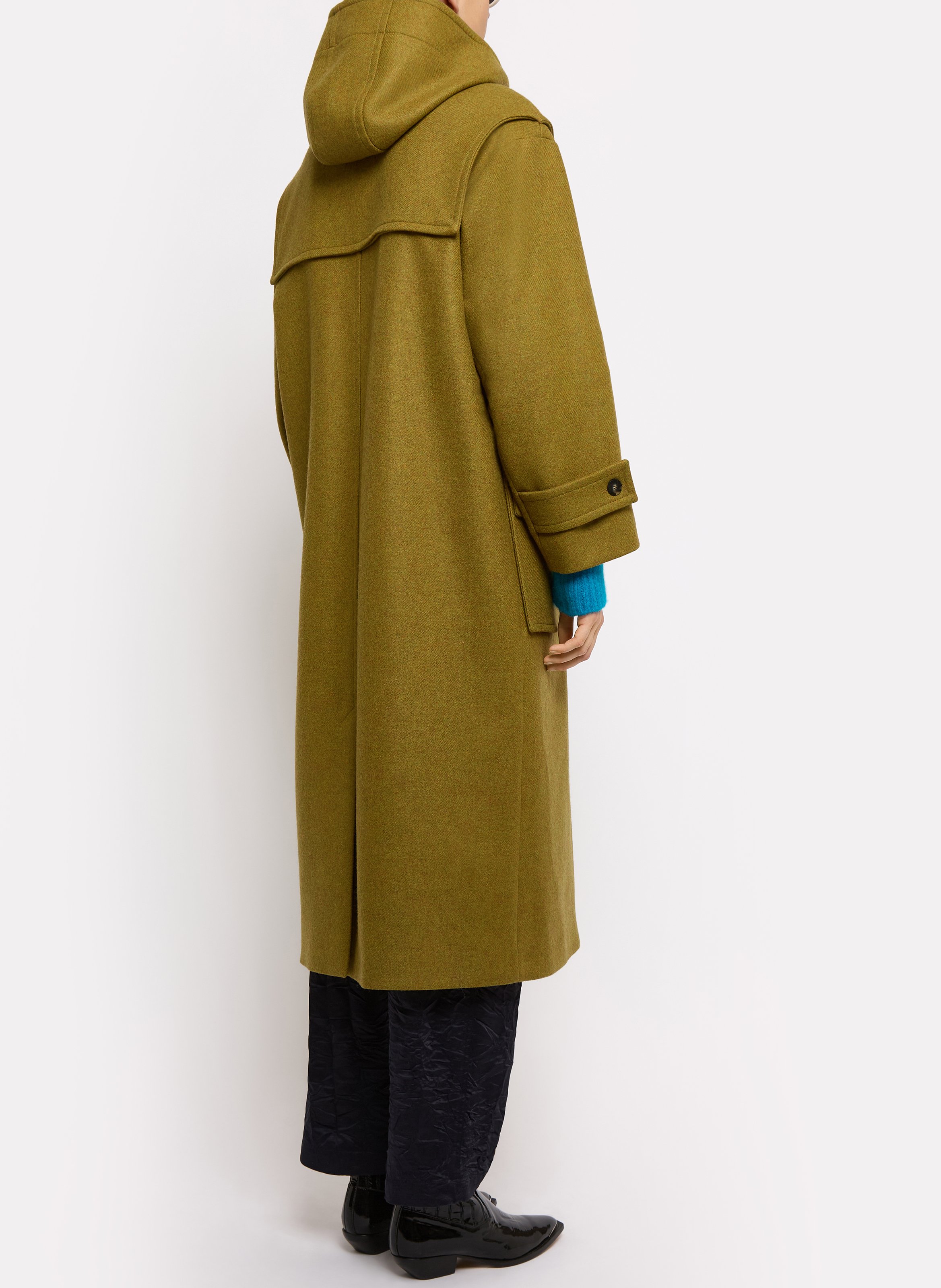 Duffle coat long à capuche en laine mélangée ROSEANNA Vert