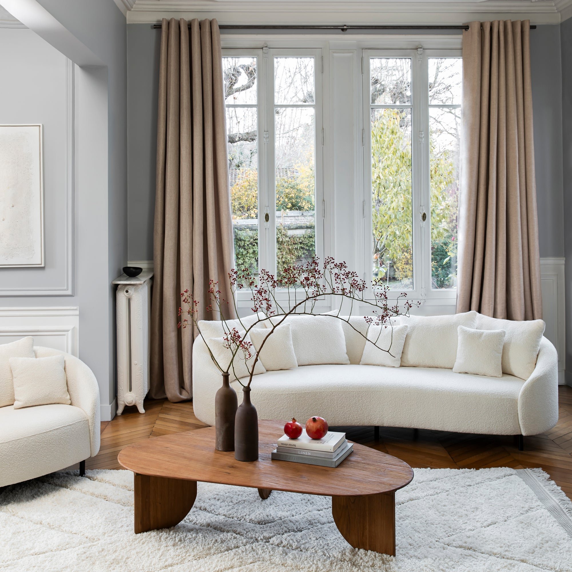 COCONUT - Lined black-out curtain with eyelets MADURA Beige