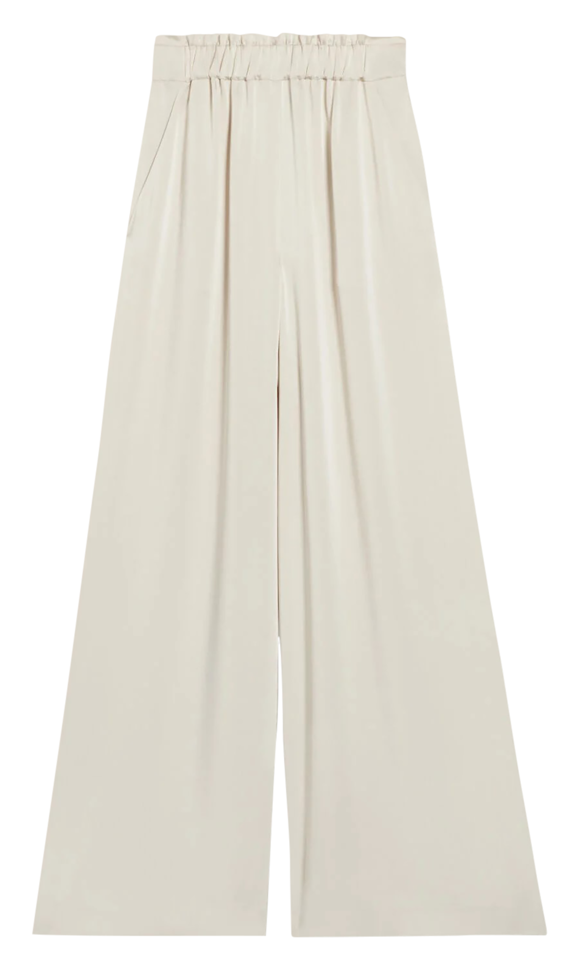 Pantalon large taille haute satiné CLAUDIE PIERLOT Beige