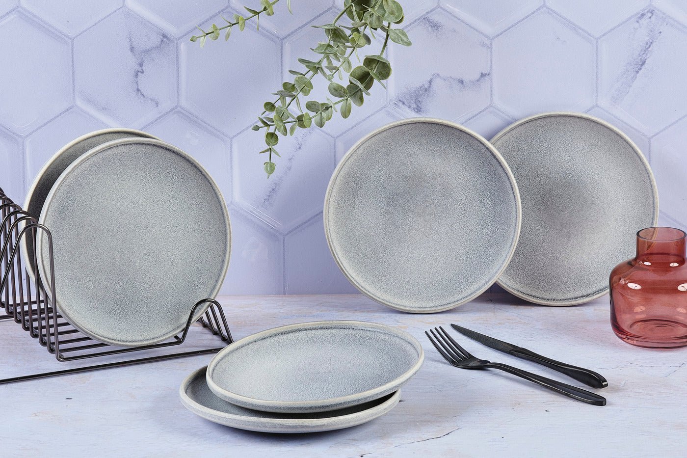 Stone moon gray ø19cm plate - 6 pieces BJORN Grey