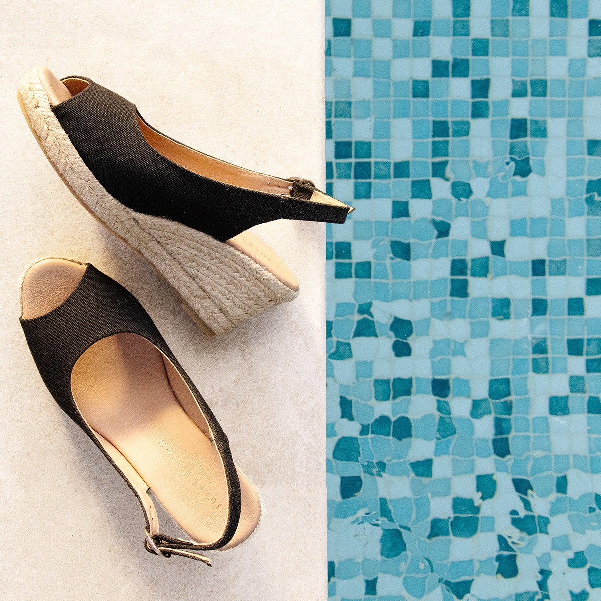 Recycled canvas slingback espadrilles JULES & JENN Black