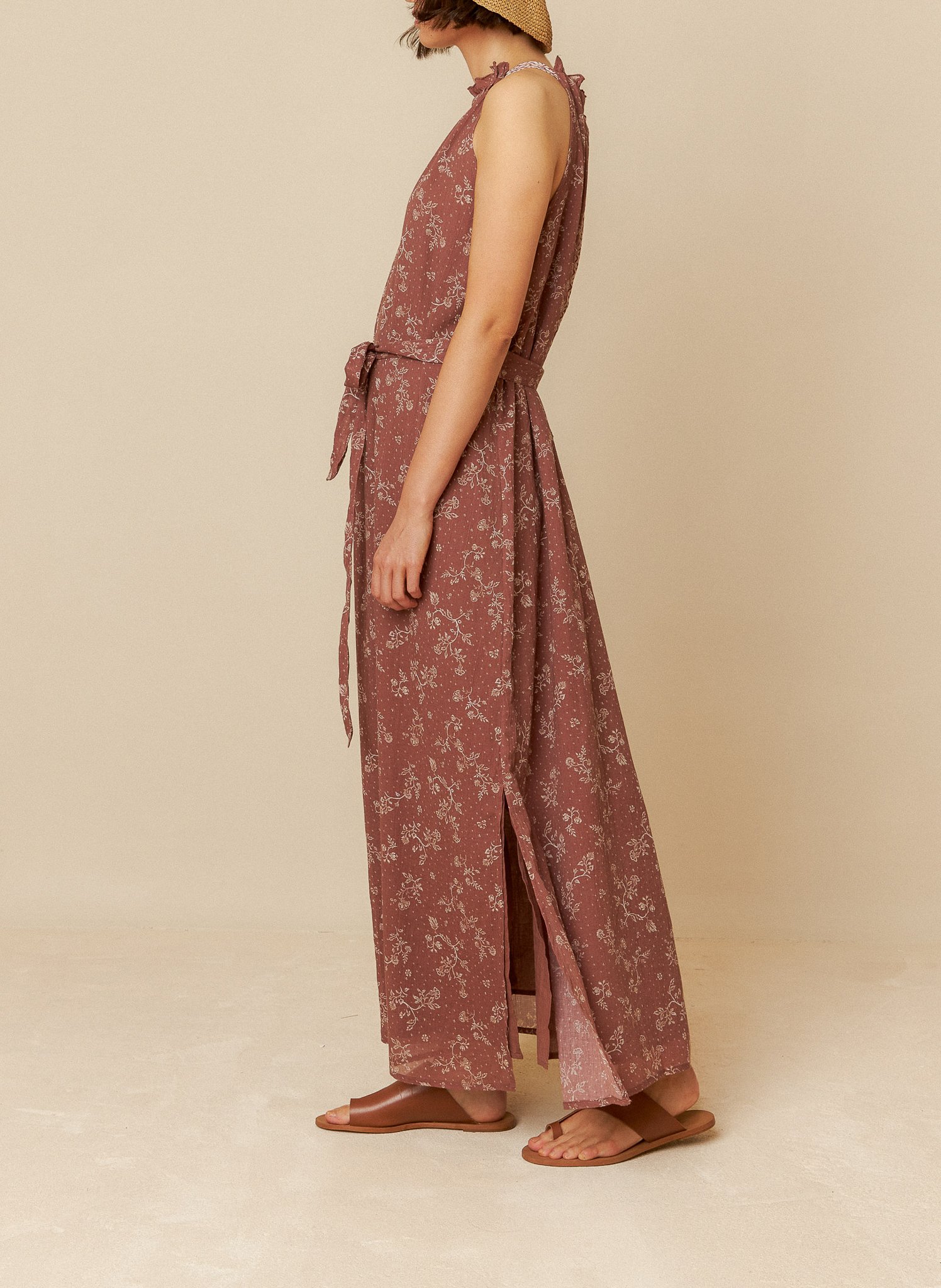 Long printed cotton dress INDI & COLD Brown