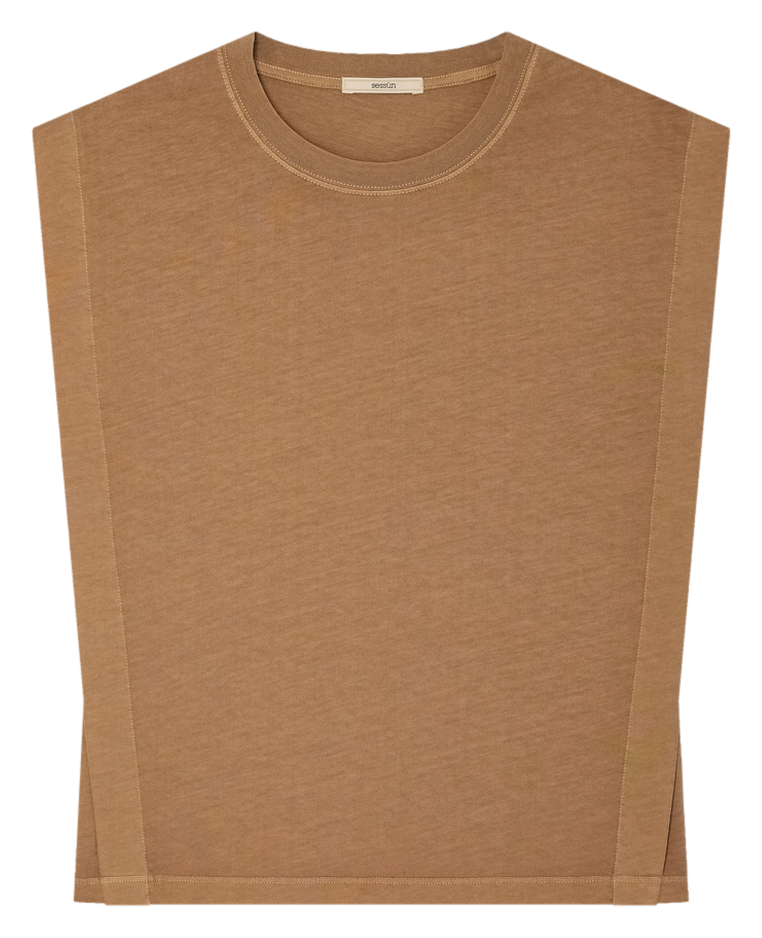 Tee-shirt col rond droit en coton bio SESSUN Beige