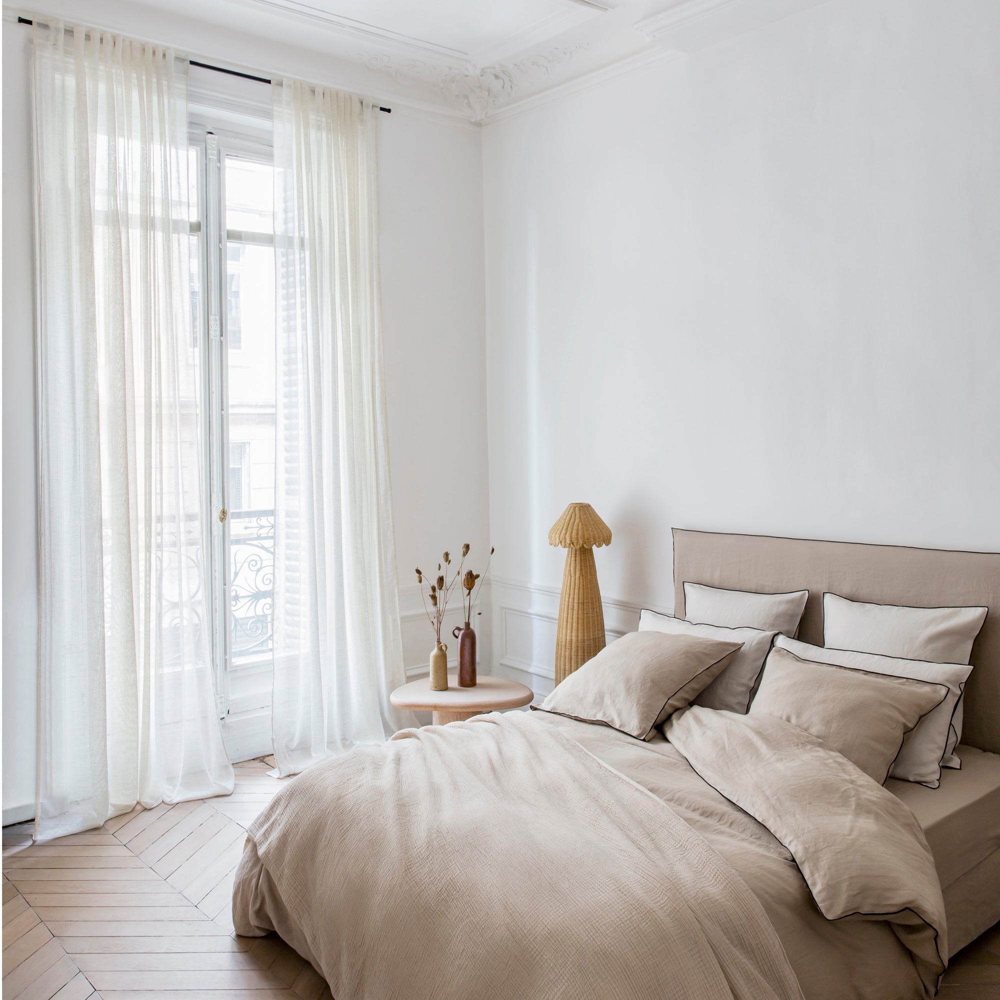 Set of 2 cotton pillowcases MADURA Beige