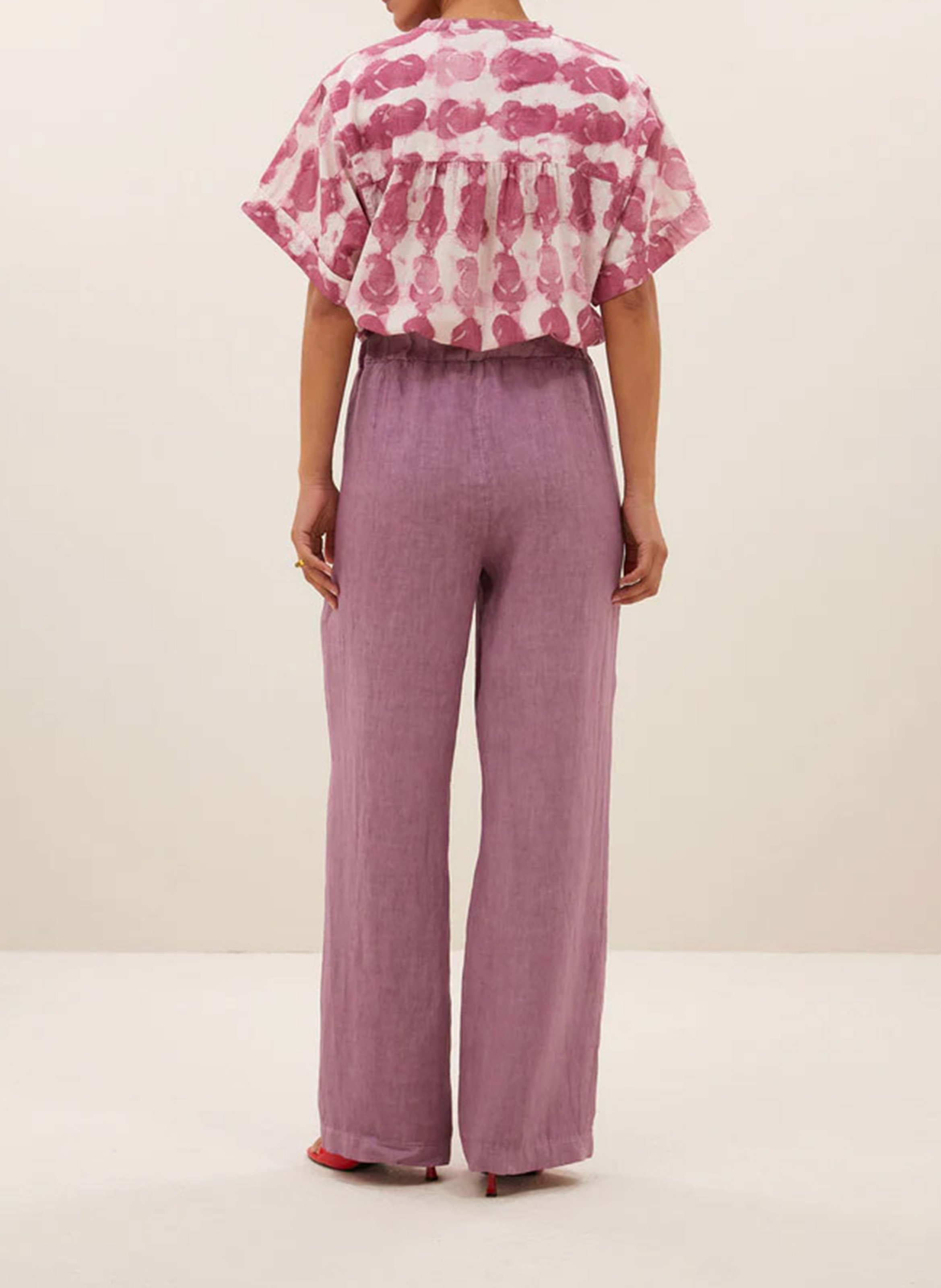 Pantalon large en lin BY BAR Violet